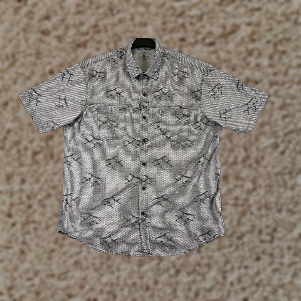 George George Button-Up Shirt Men XL Gray Cotton Hawaiian Aloha Beach Vacation Eyes Size US XL / EU 56 / 4 - 1 Thumbnail