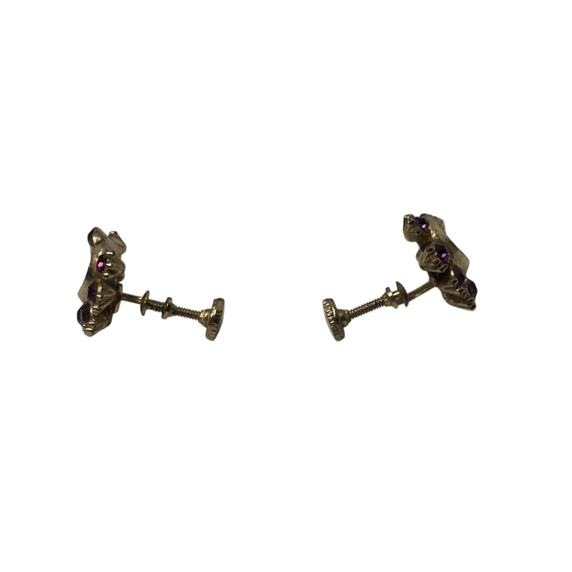 Other Women's Gold Tone Screw Back Earrings With Pink Purple Rhine Size ONE SIZE - 2 Thumbnail