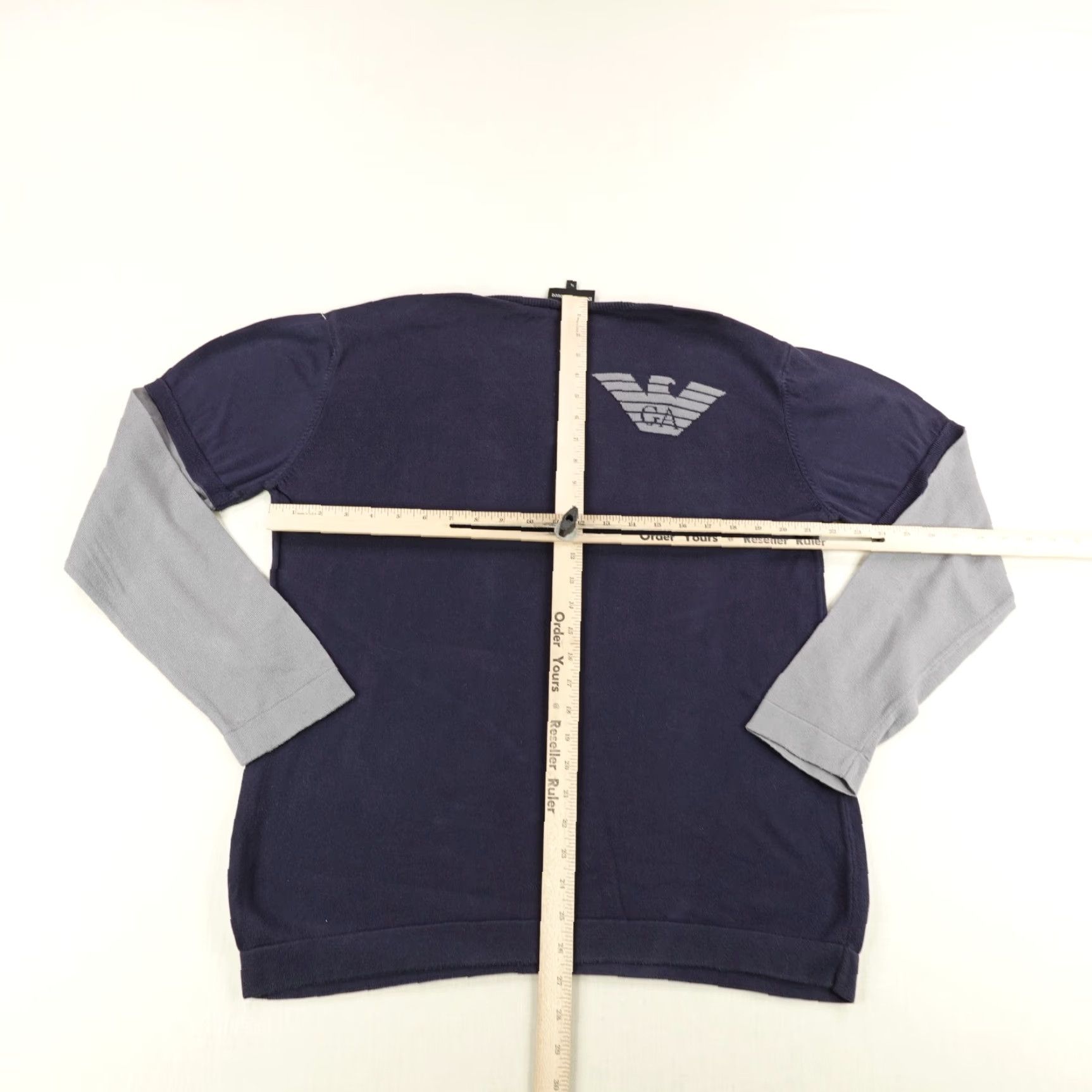 Emporio Armani VINTAGE Emporio Armani Sweater Mens XL Blue Solid V-Neck Pullover Lightweight Cotton Outdoor Preppy Size US XL / EU 56 / 4 - 4 Thumbnail