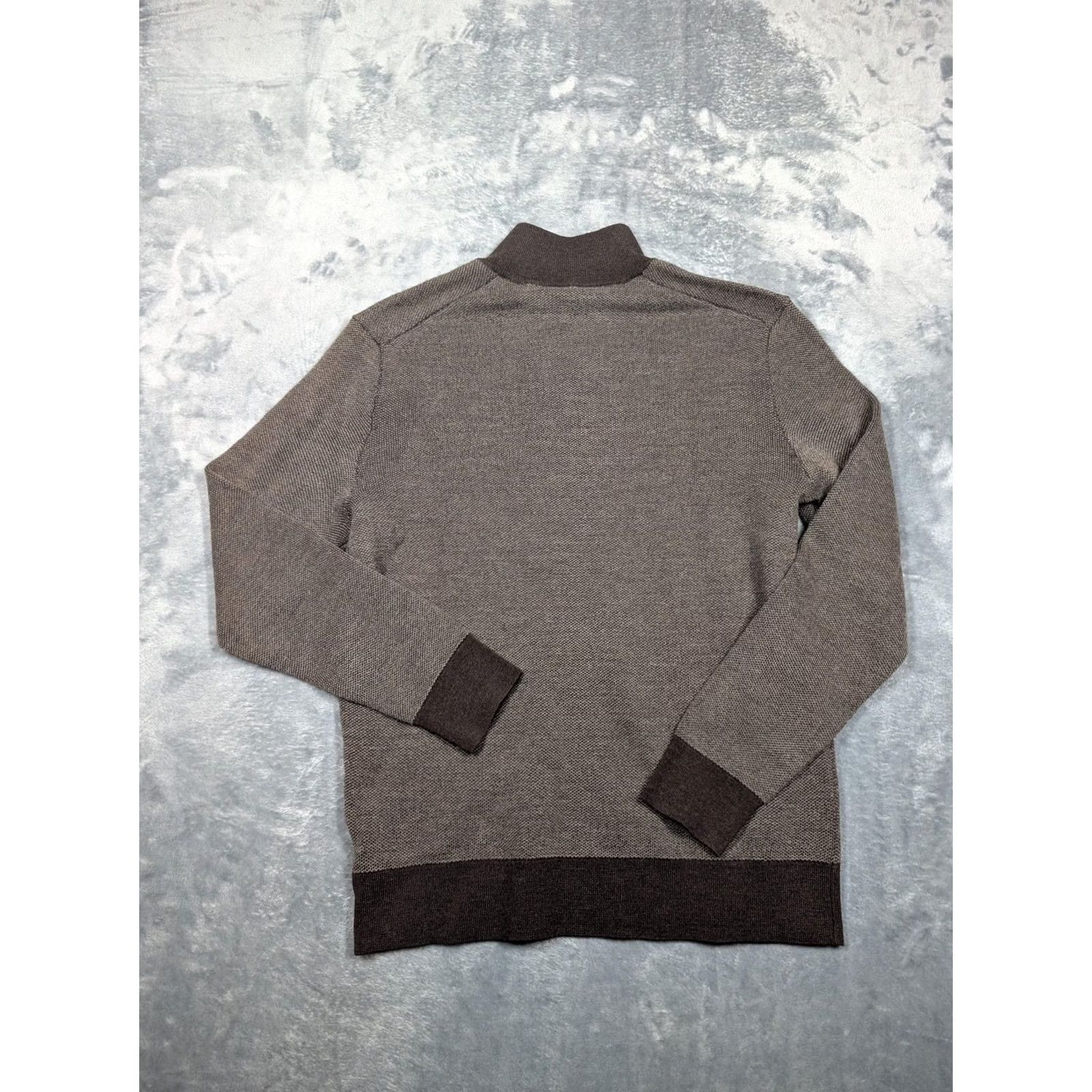 UNTUCKit UNTUCKit Sweater Mens Small Brown 100% Merino Wool Henley Pullover Knit Mock Neck Button Tight-Knit Solid Knit Shirt Mens Size US S / EU 44-46 / 1 - 6 Thumbnail