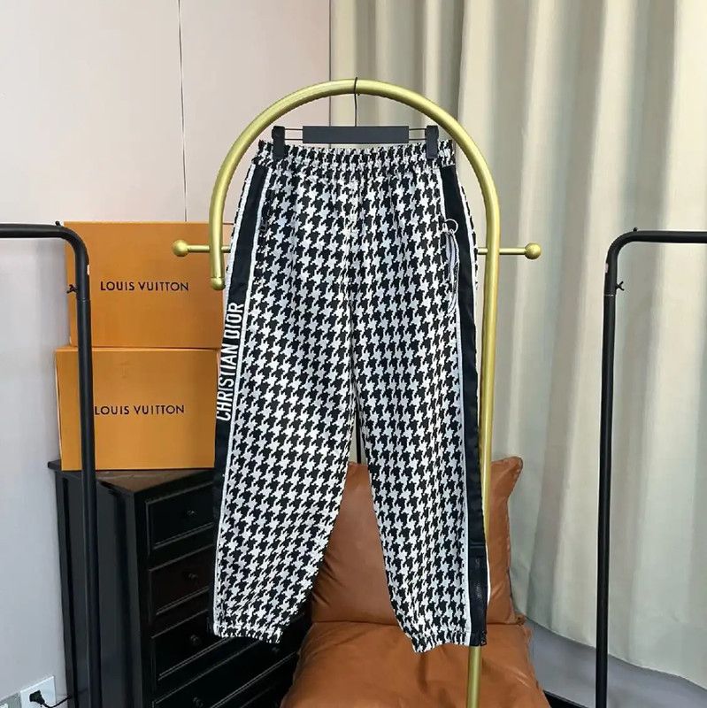 Dior Grey Houndstooth Women's Casual Pants 0089