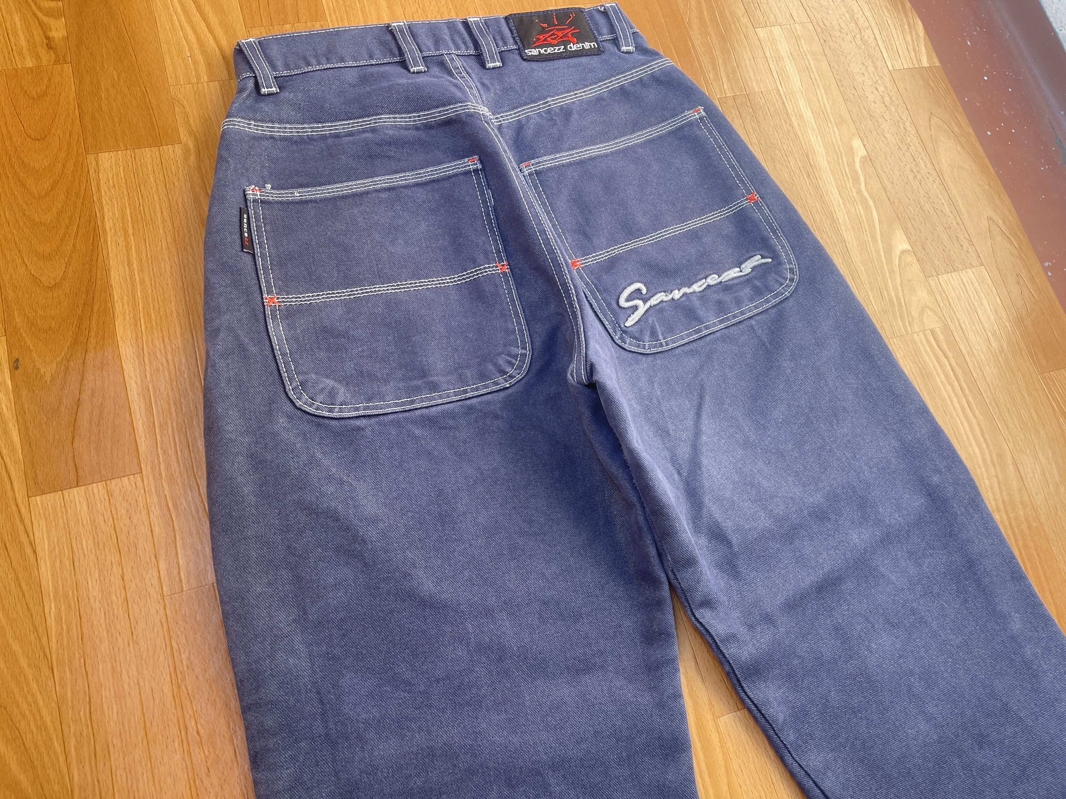 Other Sancezz jeans, shiny, vintage baggy, silver, metallic Y2K 28 Size US 28 / EU 44 - 6 Thumbnail
