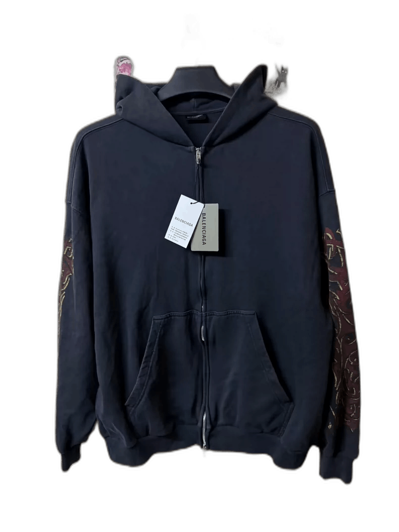 Balenciaga Balenciaga Black Flame Logo Zip Hoodie Size US S / EU 44-46 / 1 - 1 Thumbnail