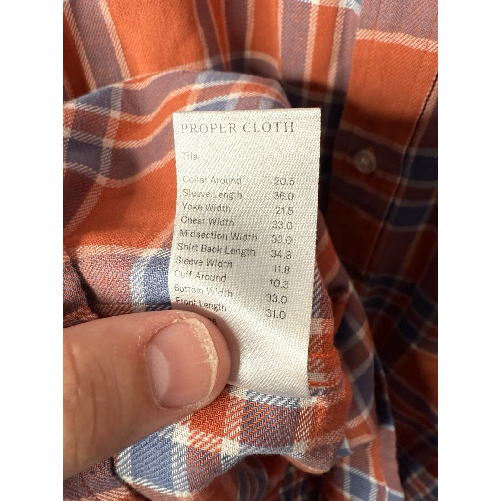 Proper Cloth Proper Cloth Linen Plaid Shirt Mens 20.5 36 Orange Button Long Sleeve Size US XXL / EU 58 / 5 - 5 Thumbnail