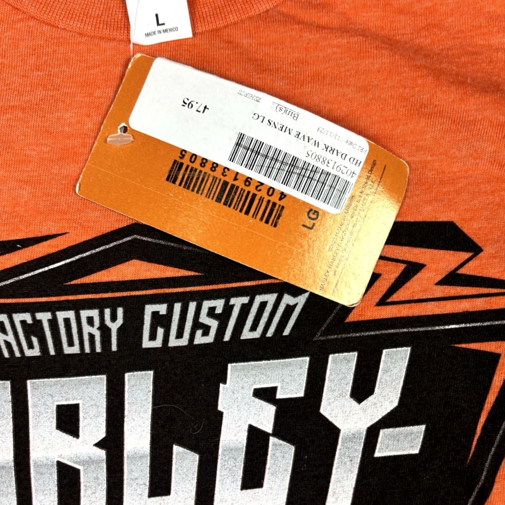 Harley Davidson VINTAGE Harley-Davidson T Shirt Logo Biker Print Double-Sided Adult L NWT Orange Cotton Crew Neck Short Sleeve Graphic Print Mens Size US L / EU 52-54 / 3 - 7 Thumbnail