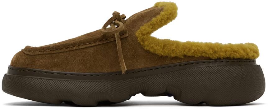 Burberry o1w1db10824 Logo-Charm Suede Mules in Tan Size US 9 / EU 42 - 3 Thumbnail
