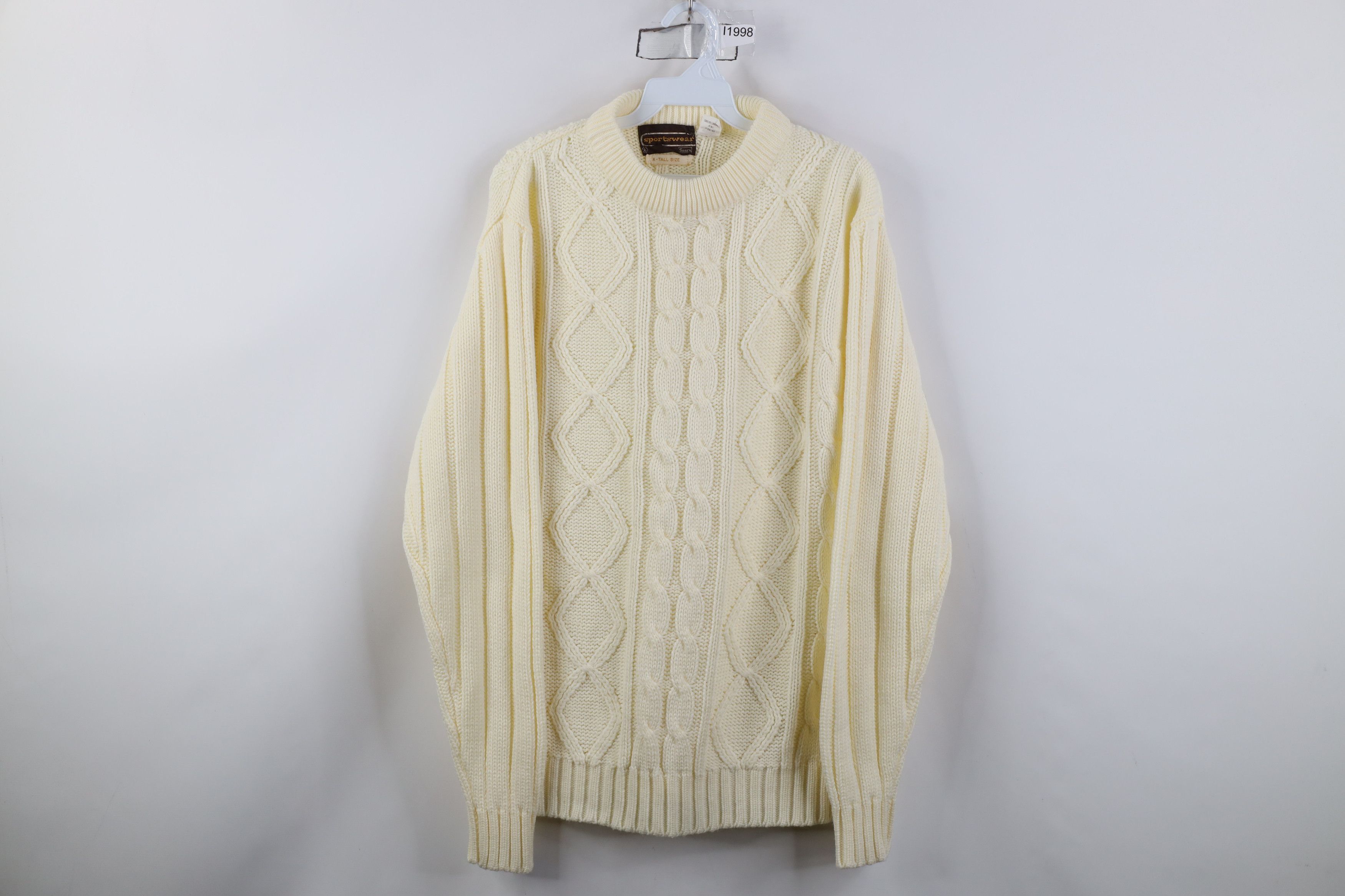 Vintage Vintage 70s Streetwear Cable Knit Fisherman Sweater Cream Size US XL / EU 56 / 4 - 1 Thumbnail