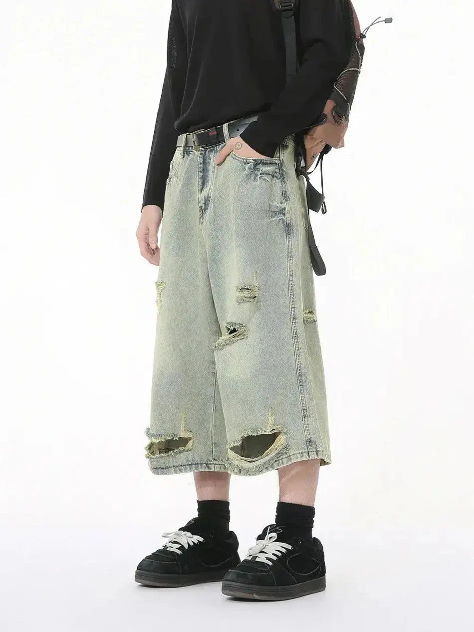 Japanese Brand Retro high street wide leg denim shorts Size US 32 / EU 48 - 4 Thumbnail