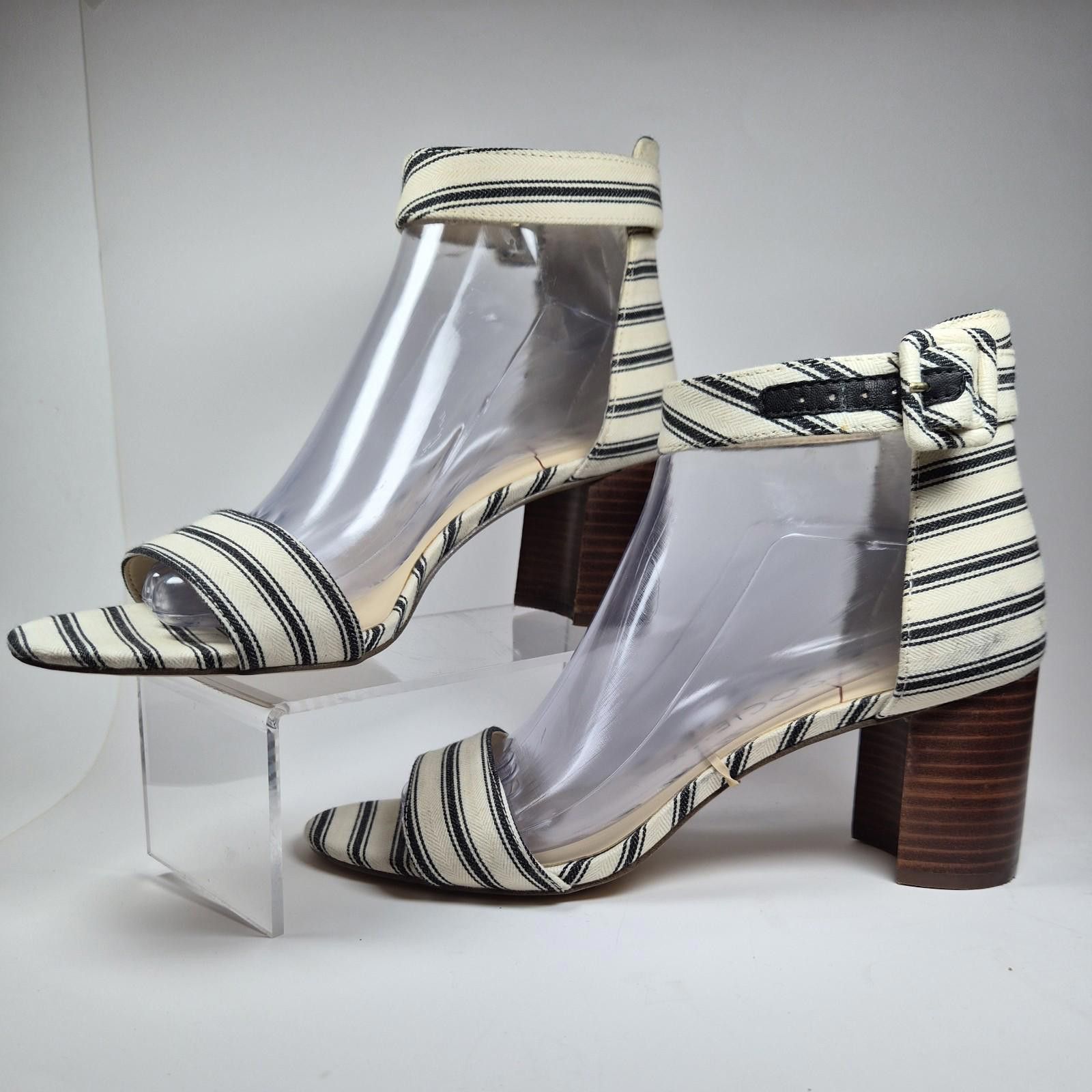 Other SOLE SOCIETY So-Helgah Sandals 8.5 Striped Block Heel Ankle Size US 8.5 / IT 38.5 - 1 Thumbnail