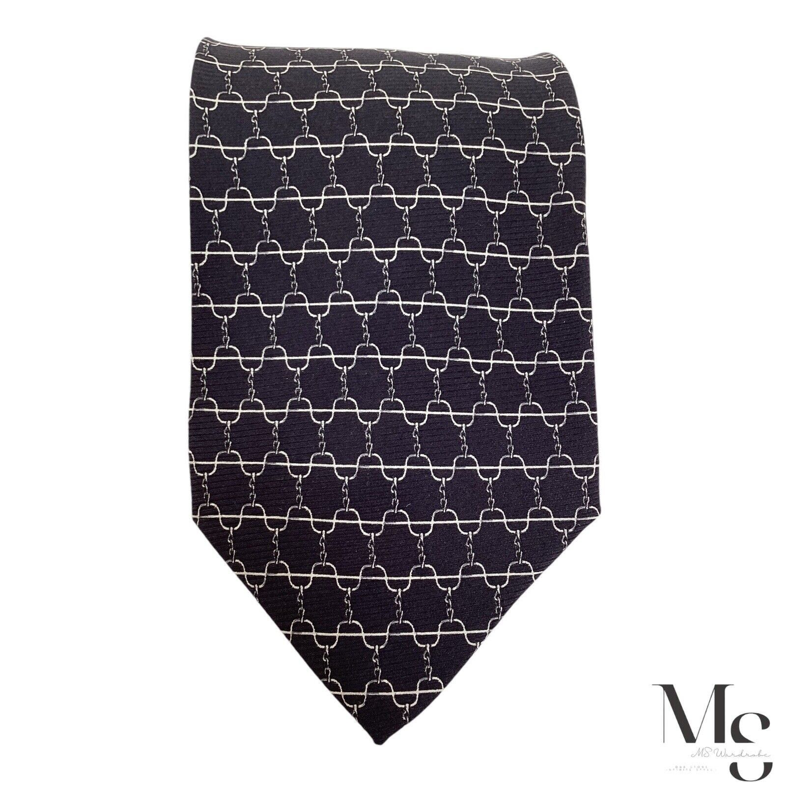 Other ADISON Blue Chain Link Print Silk Tie Made In Italy W: 3.75" Size ONE SIZE - 3 Thumbnail