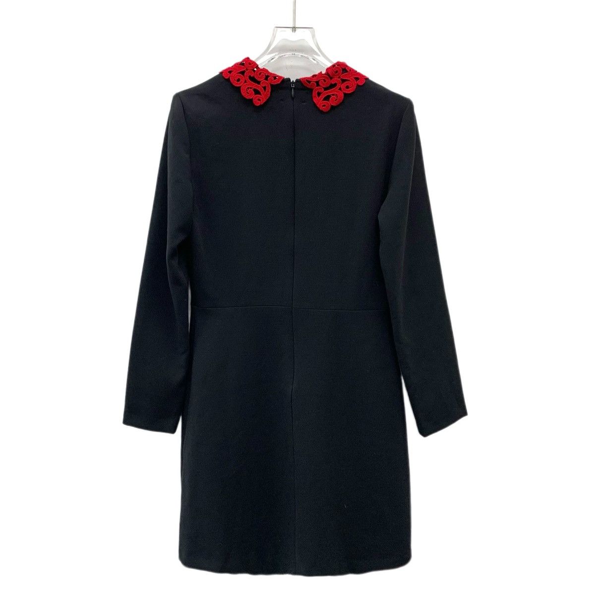Sandro Sandro Black Lace Trim Lapel Long Sleeve Dress K26WX Size S / US 4 / IT 40 - 2 Thumbnail
