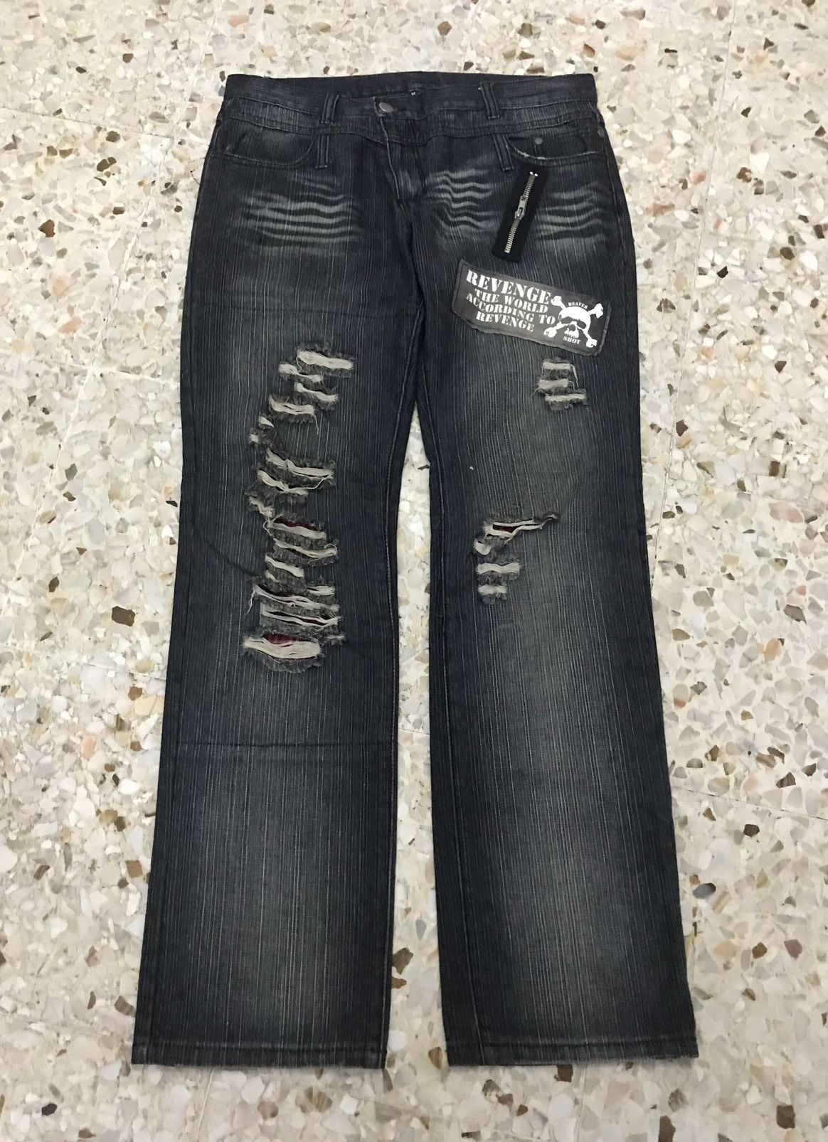 image of Archival Clothing x If Six Was Nine Vintage Japanese Sex Pot Revenge Distressed Denim in Black (Siz