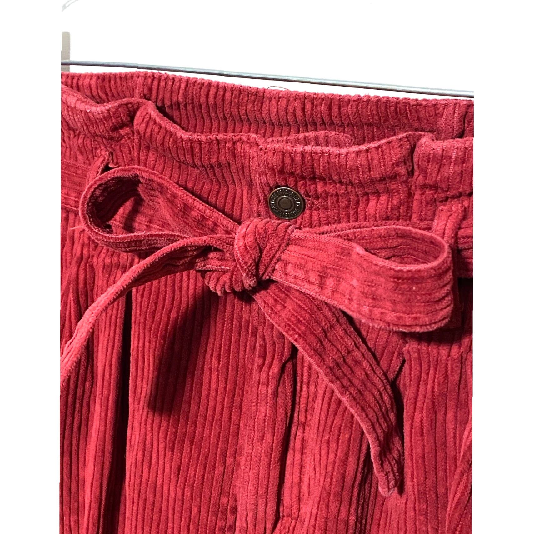 Abercrombie & Fitch Abercrombie Red Corduroy Paper Bag Pants Belt Women 27/4 Twee Preppy Hipster Y2K Jeans Size 27" / US 4 / IT 40 - 4 Thumbnail