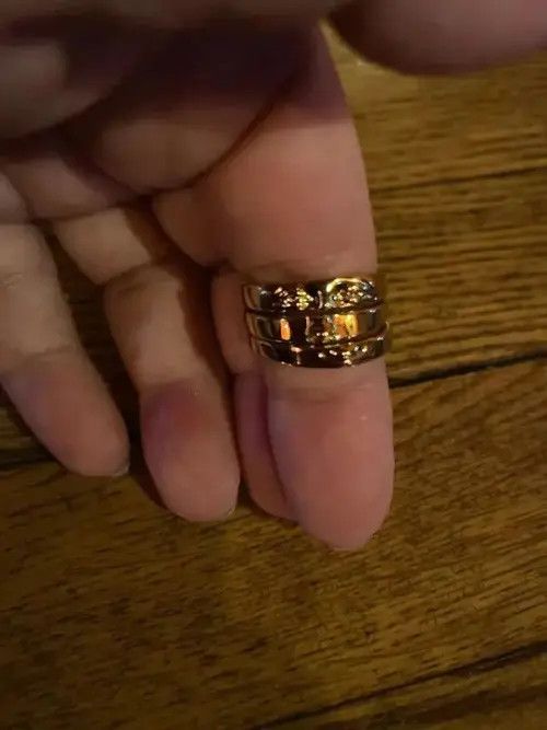 Jewelry Gold Color Face Three Stack Finger Ring ( size 7/8/9) Size ONE SIZE - 5 Thumbnail