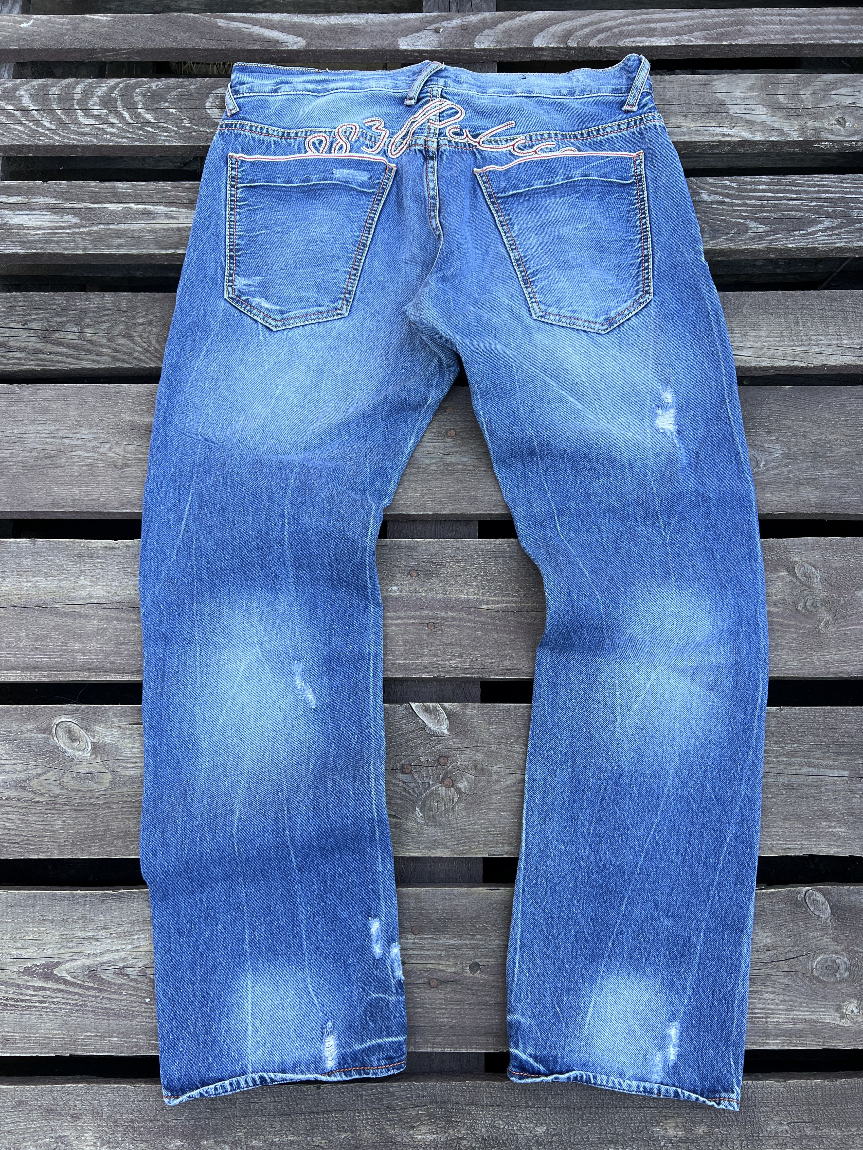 Vintage Vintage Y2K 883 Police Avant Garde Distressed Denim Jeans Size US 34 / EU 50 - 1 Thumbnail