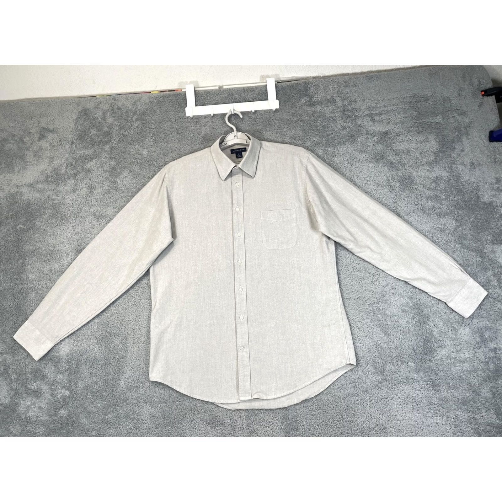 Lands' End Lands' End Shirt Mens Large Gray Long Sleeve Button Front Pocket Casual Work Dress Shirt Size US L / EU 52-54 / 3 - 6 Thumbnail