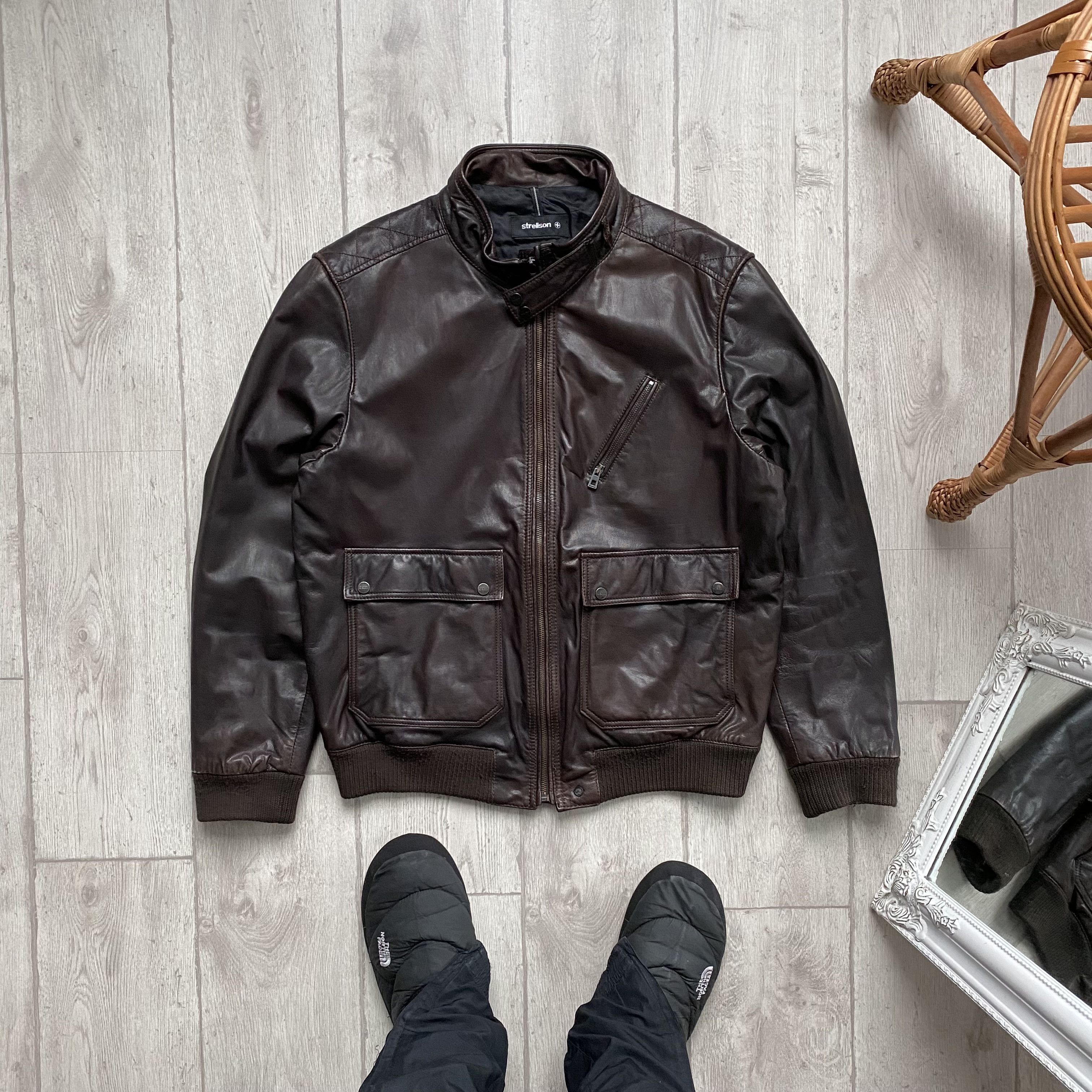 Genuine Leather Vintage Strellson Brown Real Leather Racing Moto Jacket Size US L / EU 52-54 / 3 - 1 Thumbnail