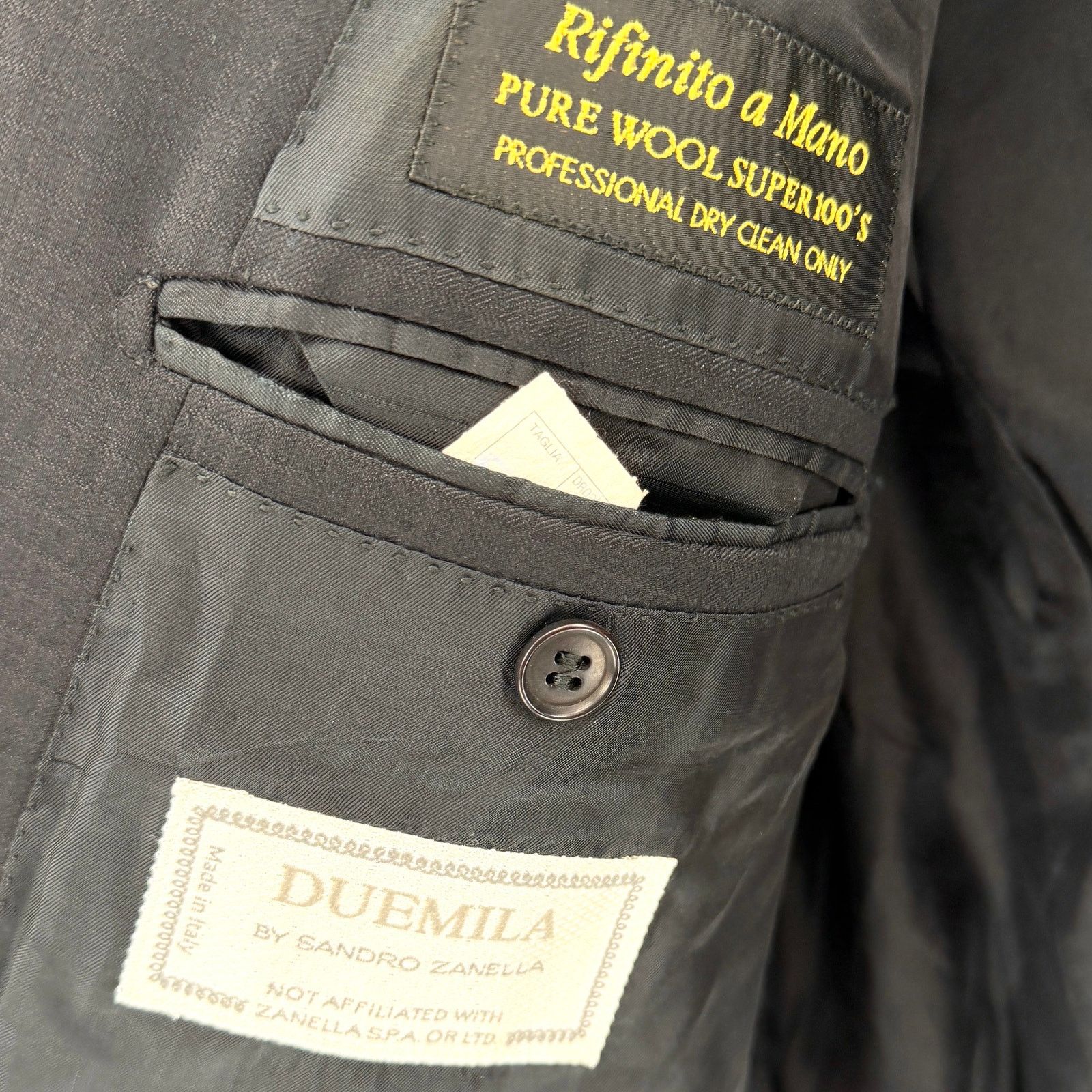 Vintage 90s Duemila by Sandro Zanella Black Double Breasted Blazer Size 40R - 6 Thumbnail