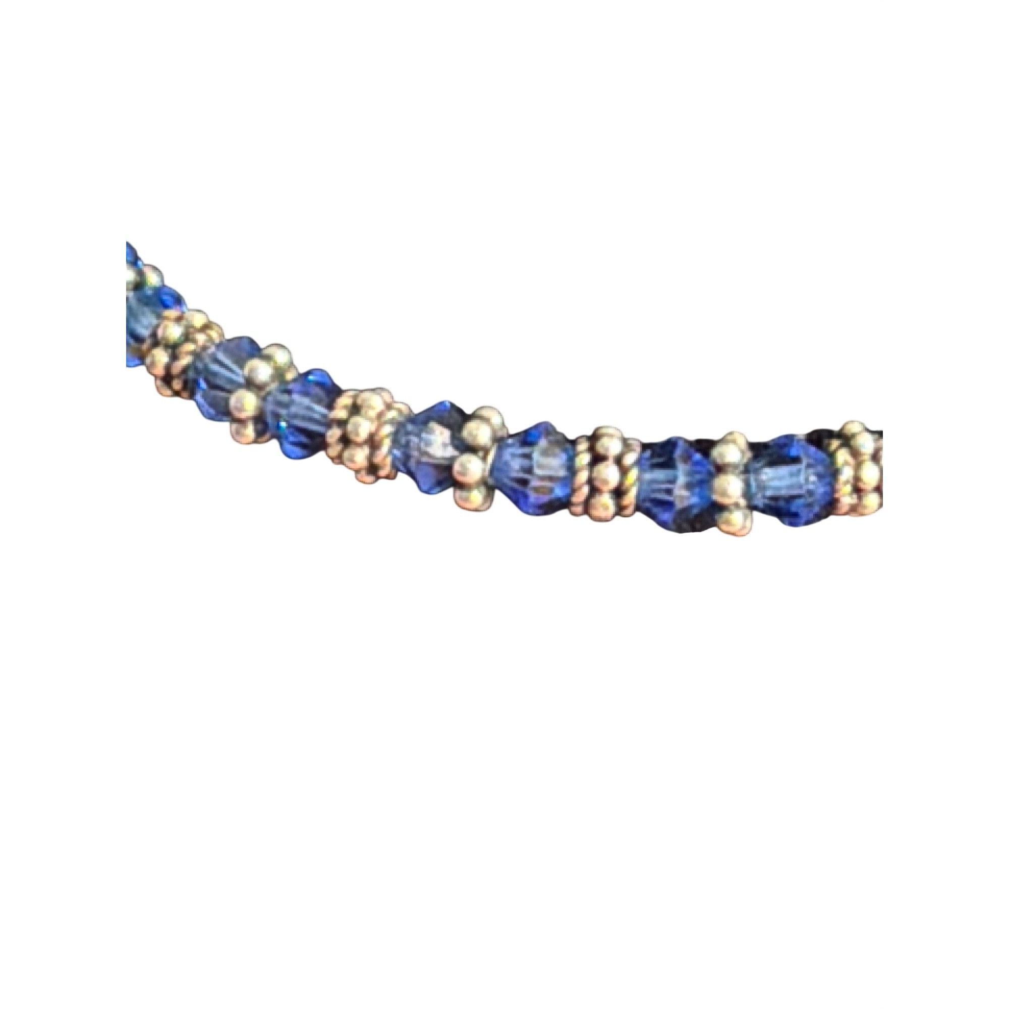 Other Vtg Silver Tone Blue Glass Crystal Bead Bracelet Toggle Clas Size ONE SIZE - 2 Thumbnail