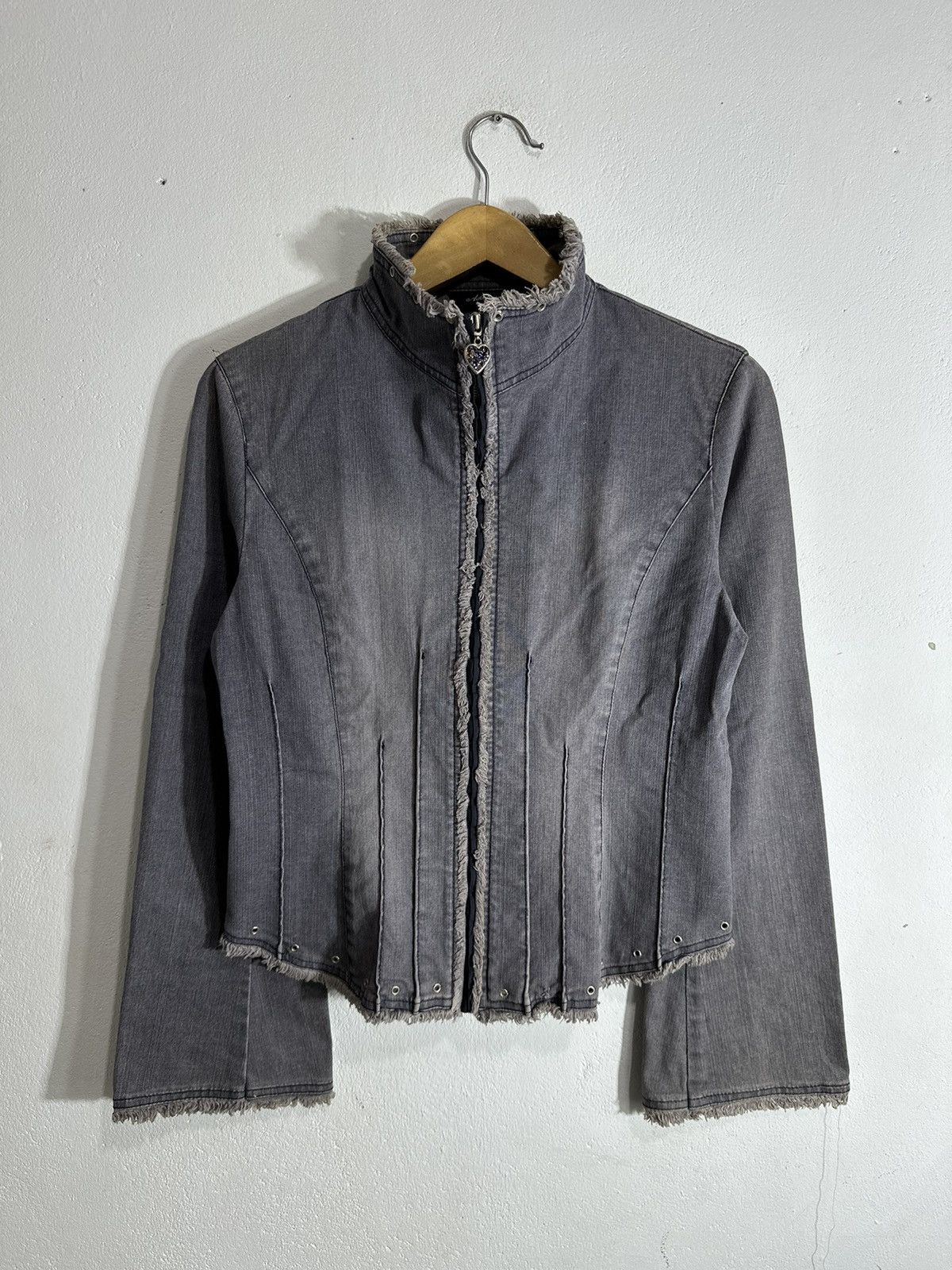 ADONISER MOHAIR CROPPED DISTRESSED JACKET FLARED SLEEVE