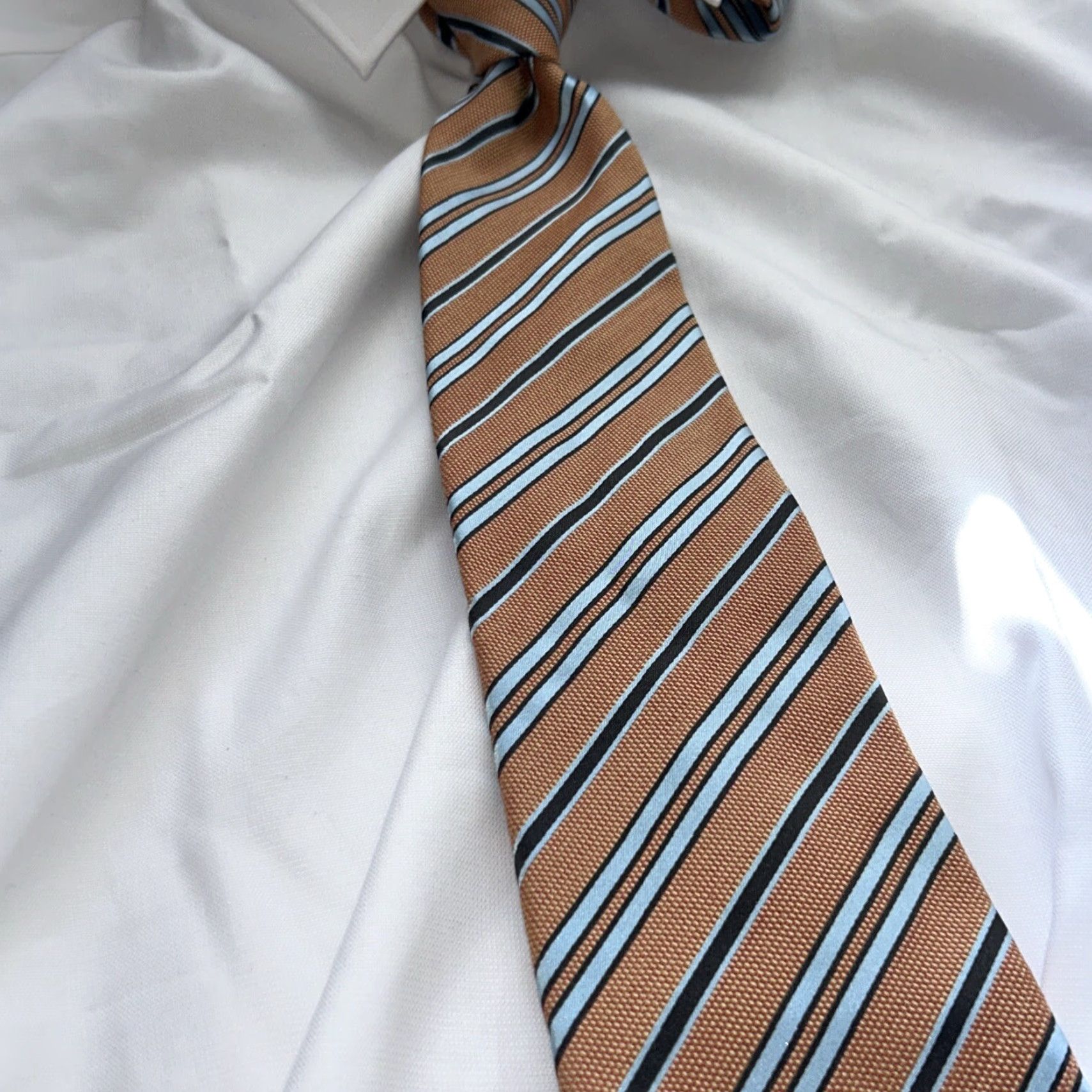 Ermenegildo Zegna Ermenegildo Zegna Italian Silk Tie Rare Color Combo Striped Design Size ONE SIZE - 4 Thumbnail
