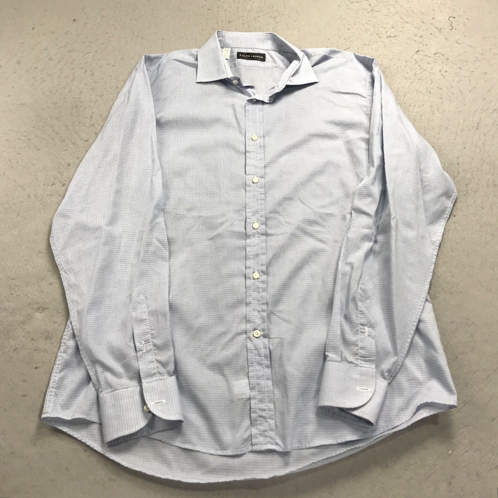 Ralph Lauren Ralph Lauren Black Label Shirt Mens 17 Blue Check Cotton Dress Made Italy Design Shirt Mens 17 Blue Check Cotton Dress Italy Design Size 46R - 2 Thumbnail