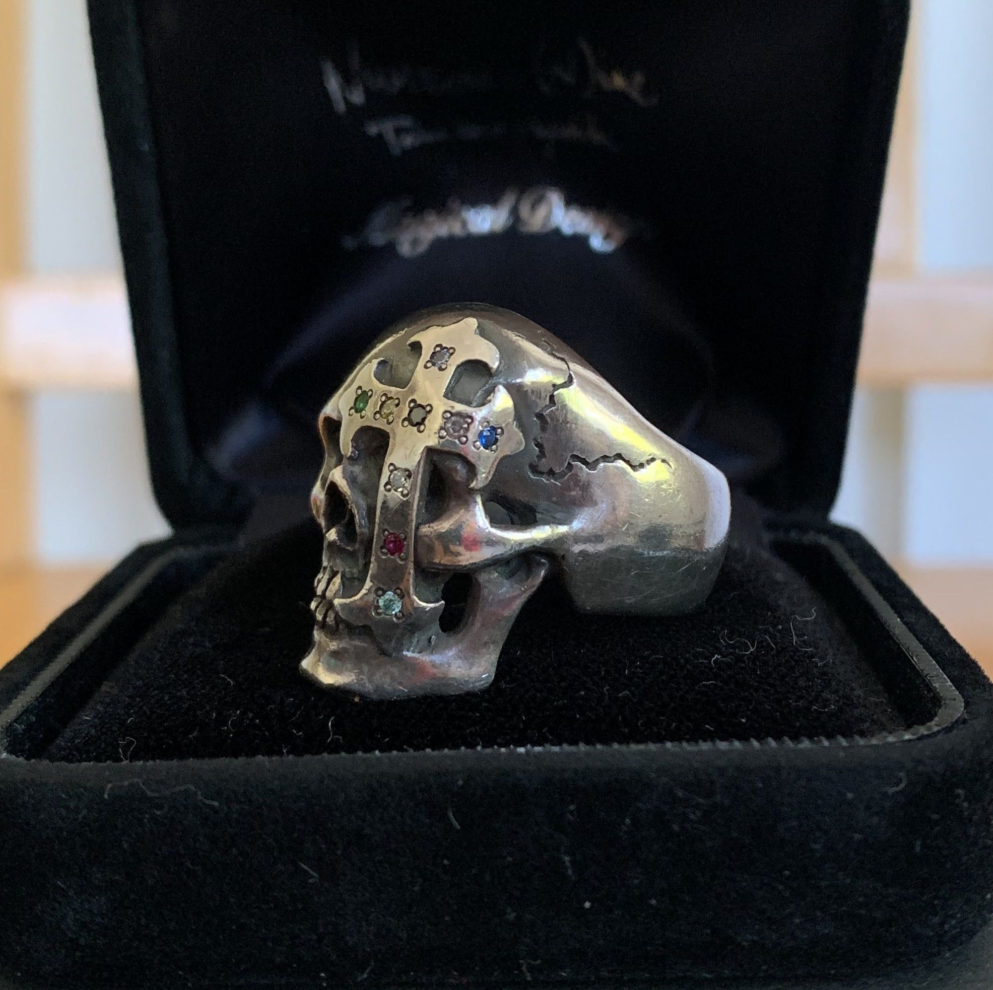 Number (N)ine SS05 "Nightcrawler" Bejeweled Silver Skull Ring w/ box Size ONE SIZE - 3 Thumbnail