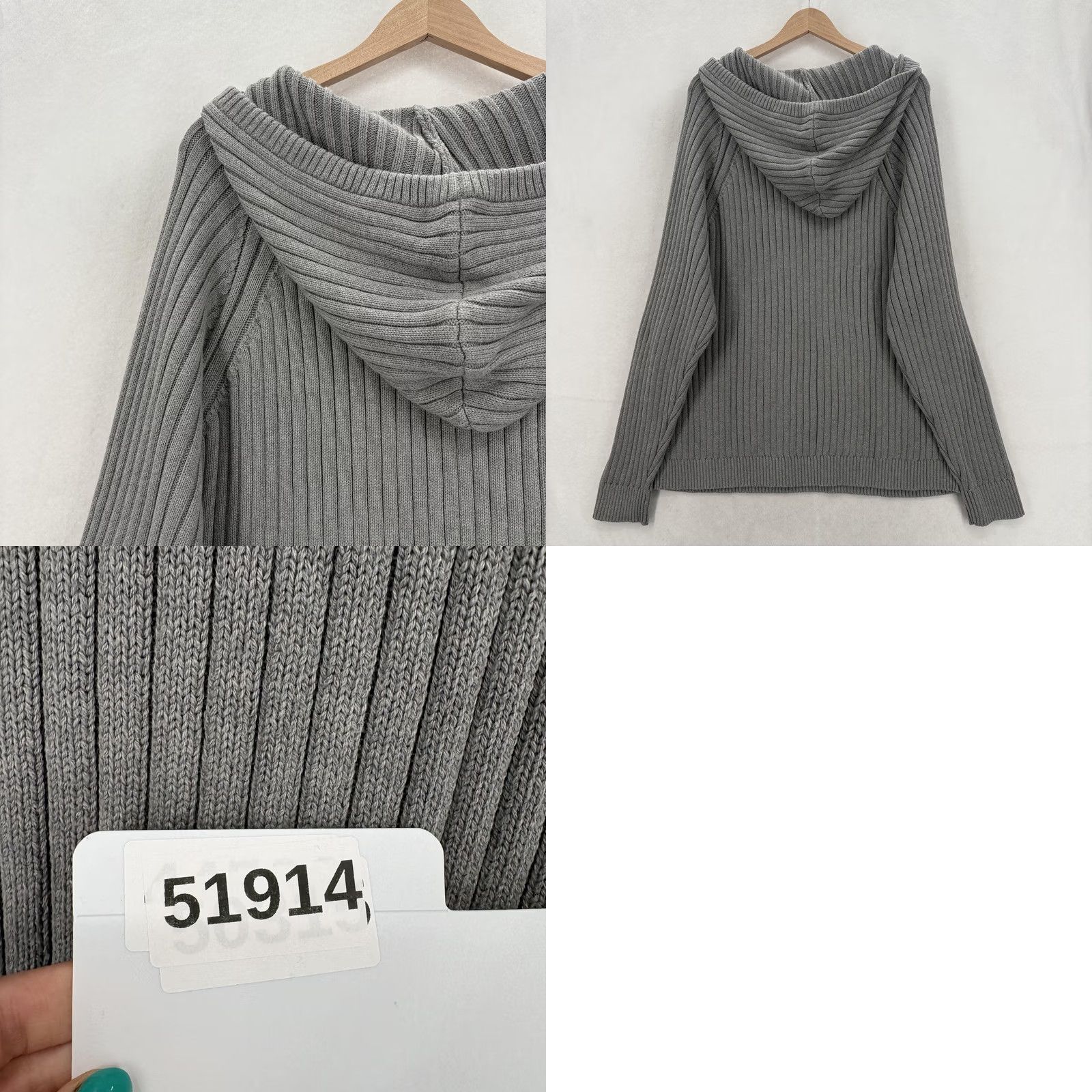 Vintage Sun + Stone Sweater Mens 2XL Gray 100% Cotton Ribbed Knit Hooded Pullover NWT Size US XXL / EU 58 / 5 - 9 Thumbnail