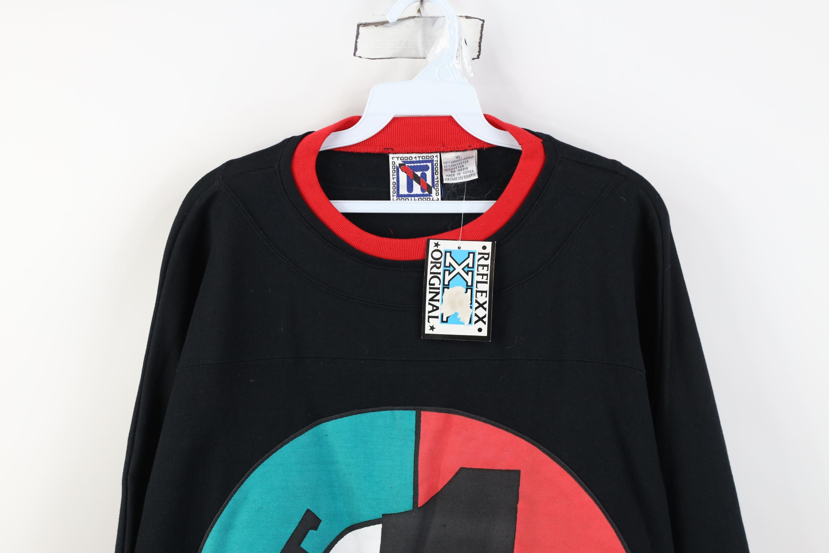 Vintage Deadstock Vintage 90s Streetwear Leather Bullseye Sweatshirt Size US XL / EU 56 / 4 - 2 Thumbnail