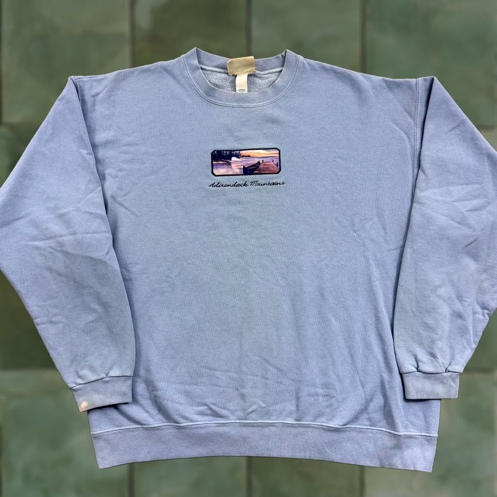 Vintage VINTAGE Adirondack Mountains Sweatshirt Unisex Adults XL Blue 90s Graphic Print Pullover Cotton Fleece Size US XL / EU 56 / 4 - 1 Thumbnail