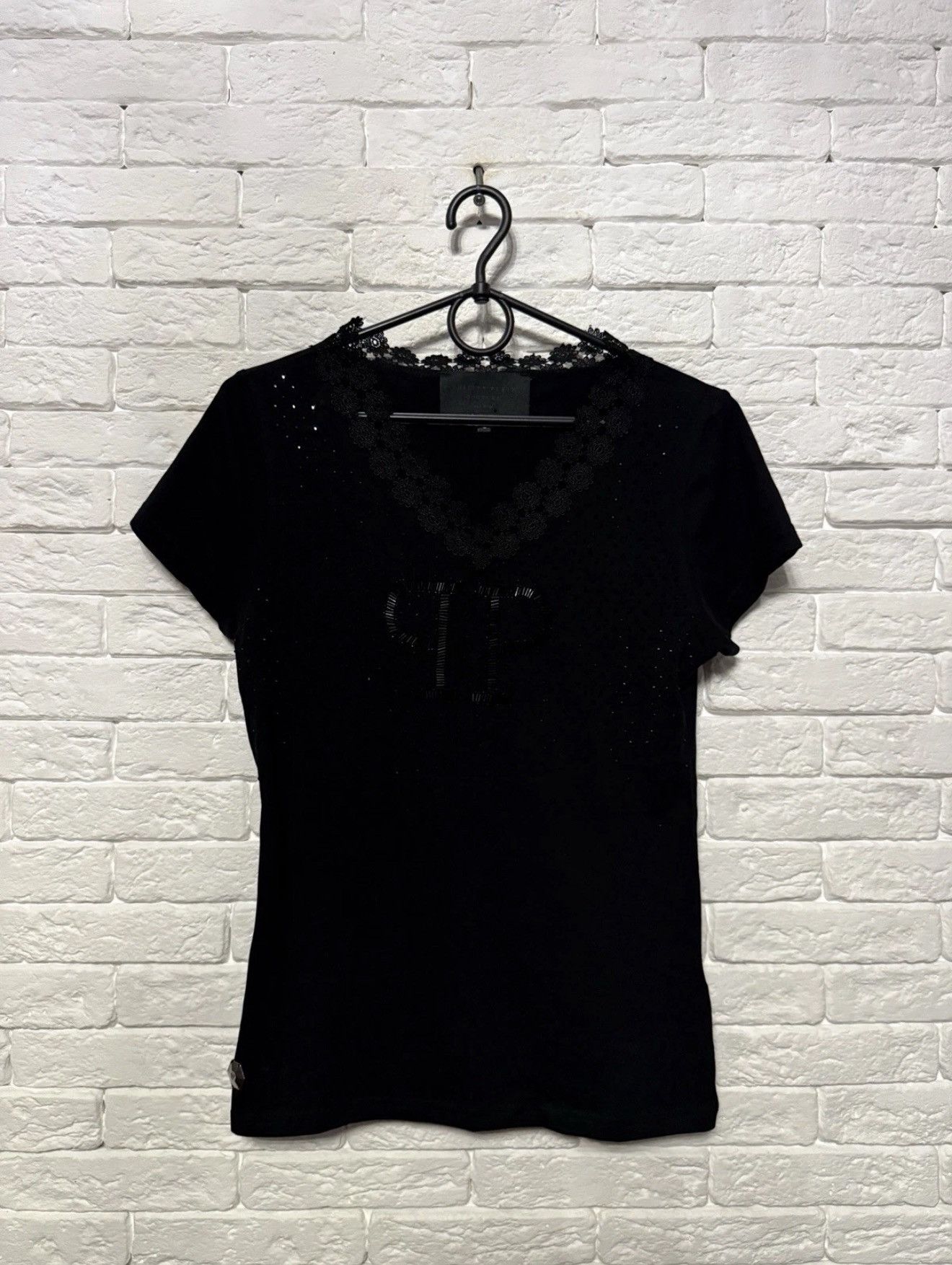 Philipp Plein Philipp Plein Couture Y2K Top Huge Logo Floral Pattern Sz L Size L / US 10 / IT 46 - 1 Thumbnail