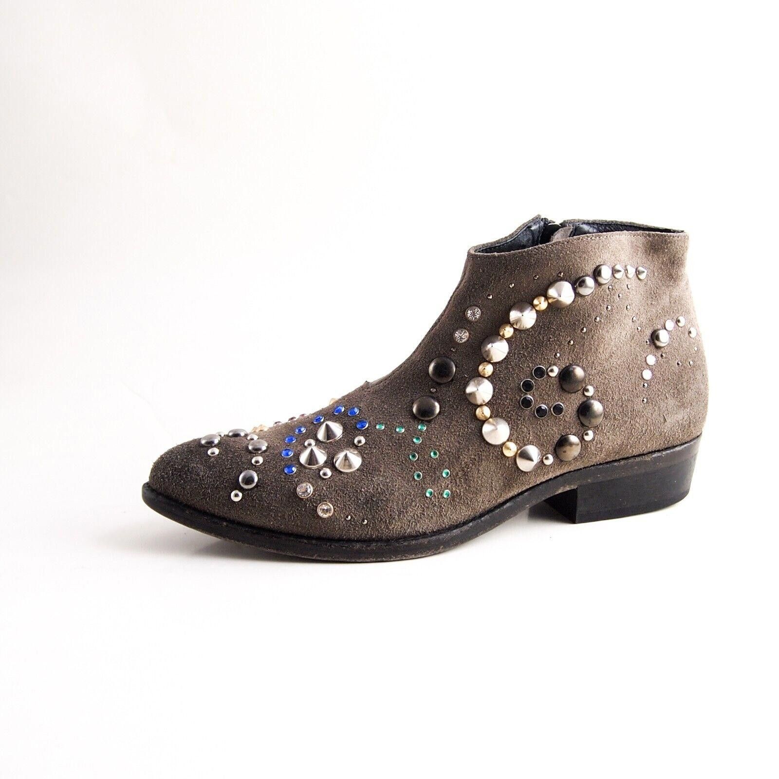 Designer Manila Grace Boots Brown Suede Studded US 7 EU 37 Size US 7 / IT 37 - 1 Thumbnail