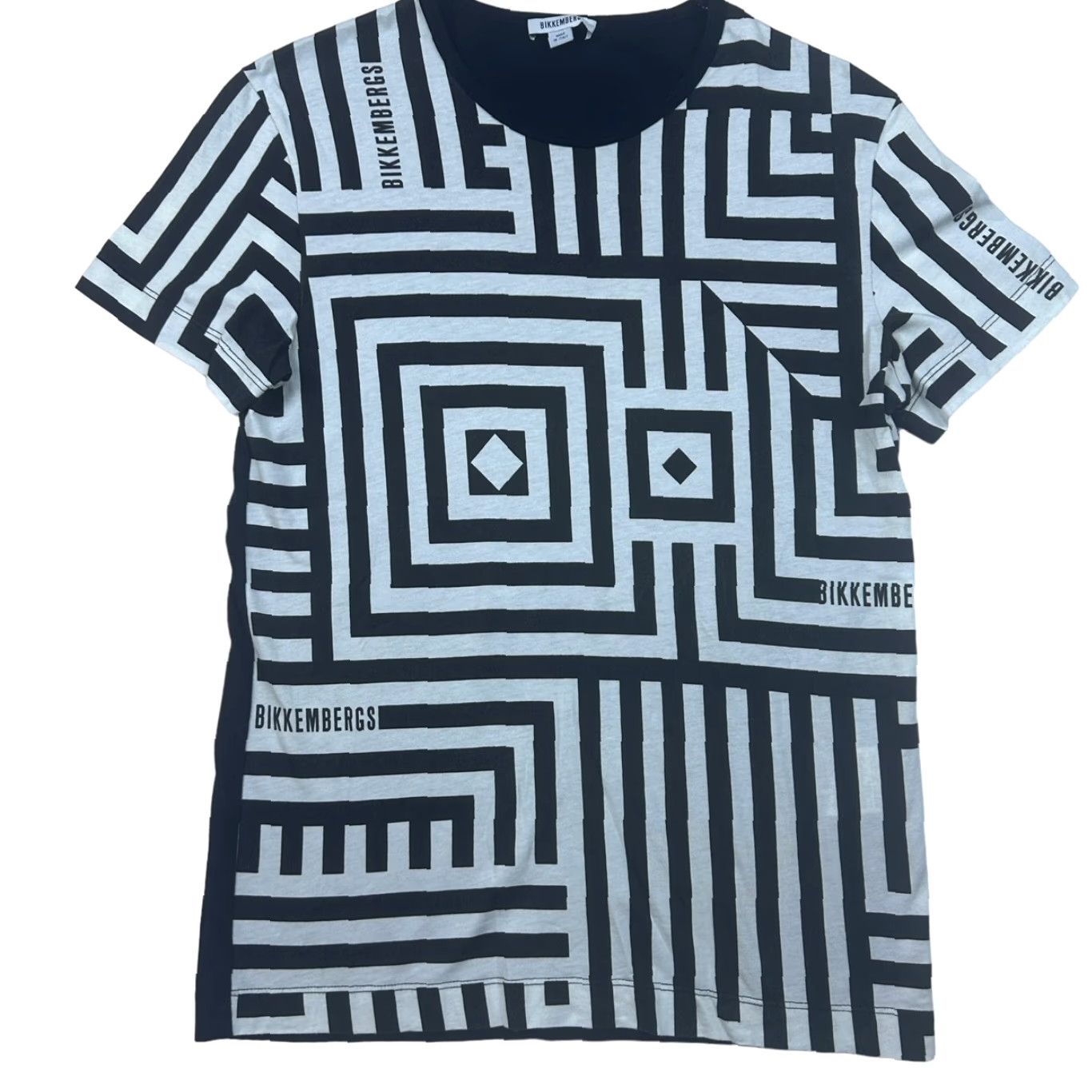 Bikkembergs Shirt Men's Small Black/White Cotton Short Sleeve T-Shirt Italy