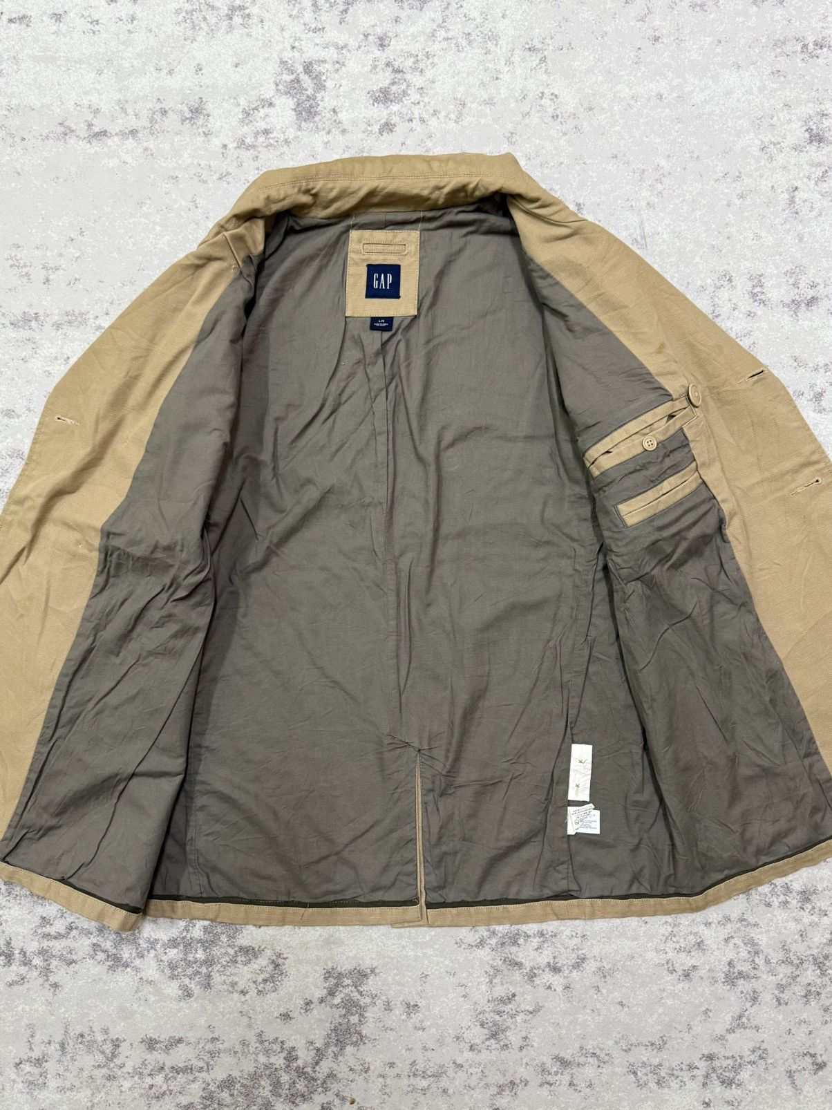 Gap Gap Double Breasted Car Coat Khaki Cotton Blend Jacket Size US L / EU 52-54 / 3 - 7 Thumbnail