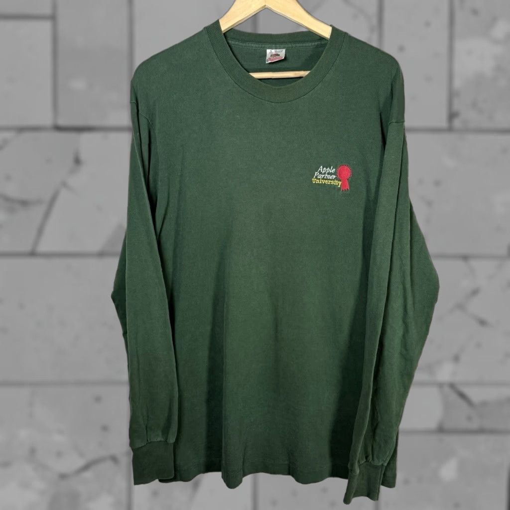 Fruit Of The Loom VINTAGE Apple University Fruit of the Loom Long Sleeve T-Shirt Green Mens L Size US L / EU 52-54 / 3 - 1 Thumbnail
