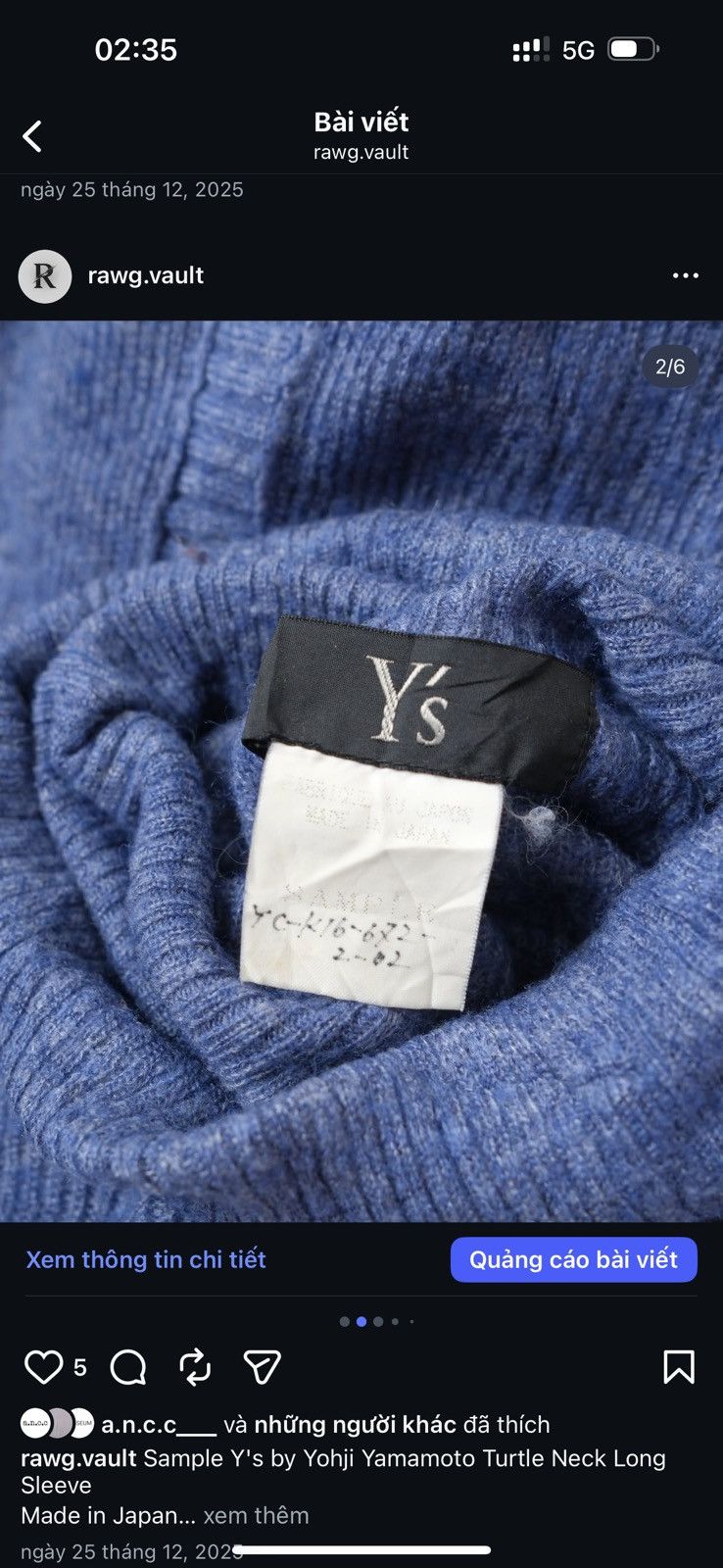 Yohji Yamamoto Sample Y's by Yohji Yamamoto Turtle Neck Long Sleeve Size US M / EU 48-50 / 2 - 5 Thumbnail