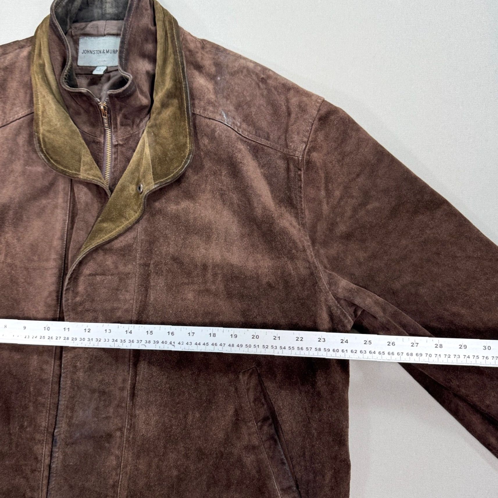 Johnston & Murphy Johnston & Murphy Jacket Men's L Brown Suede Leather Zip Up Lined Insulated Jacket Size US L / EU 52-54 / 3 - 6 Thumbnail