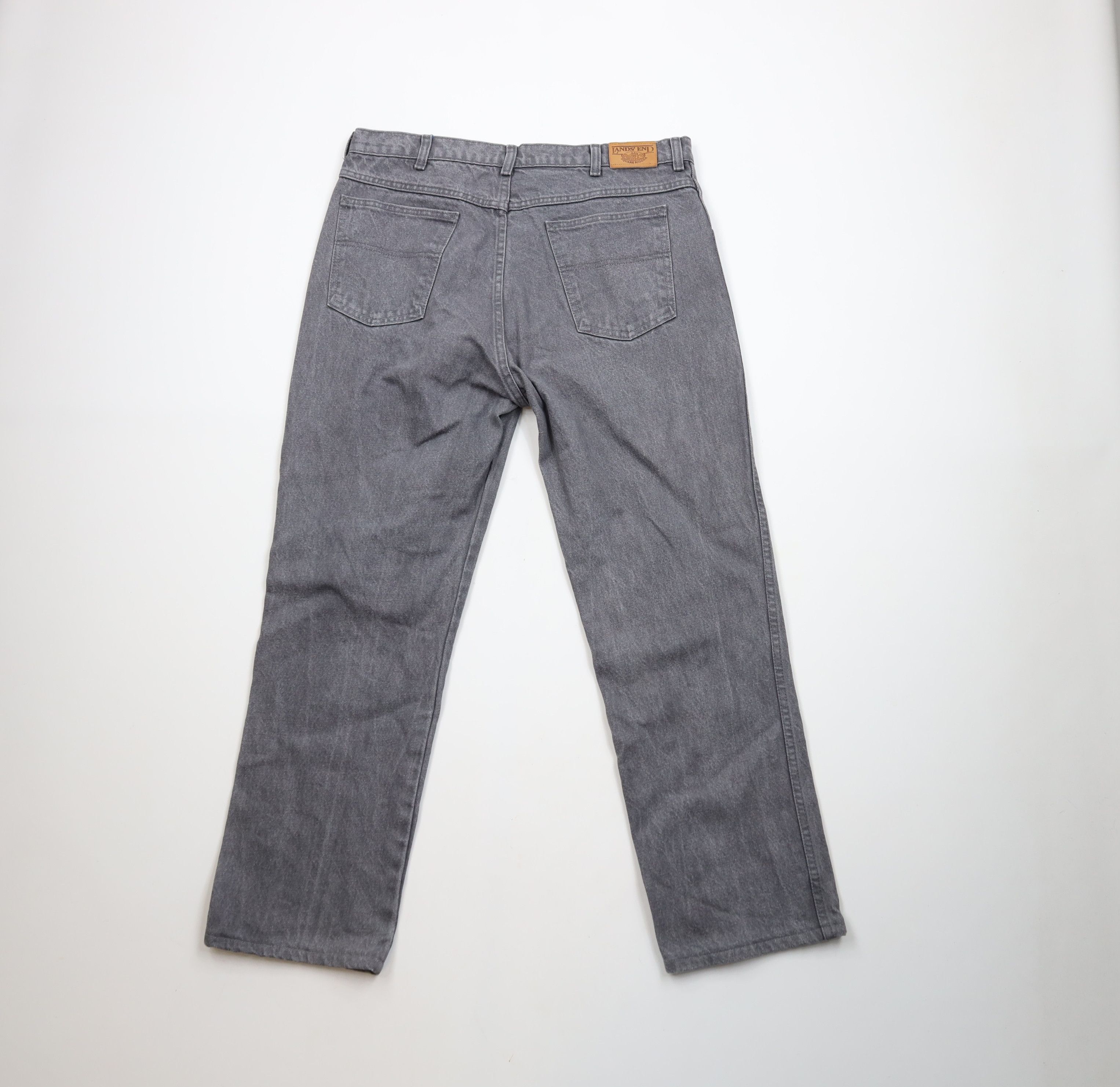 Lands' End × Vintage Vintage 90s Lands End Rigger Denim Jeans Gray Cotton USA Size US 36 / EU 52 - 9 Thumbnail