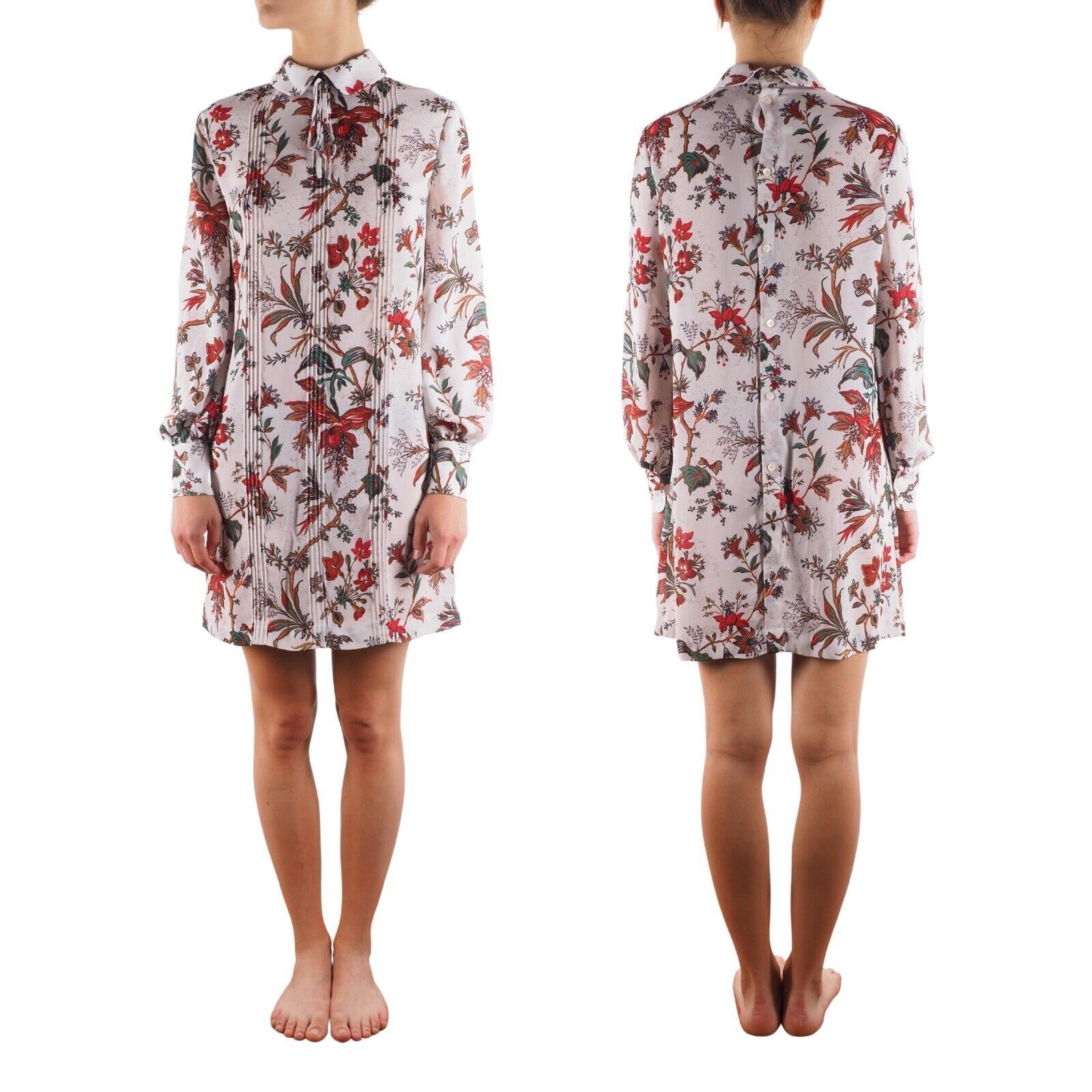 McQ Alexander McQueen Alexander McQueen White Floral Print Long Sleeve Tunic Dress Size S / US 4 / IT 40 - 1 Thumbnail