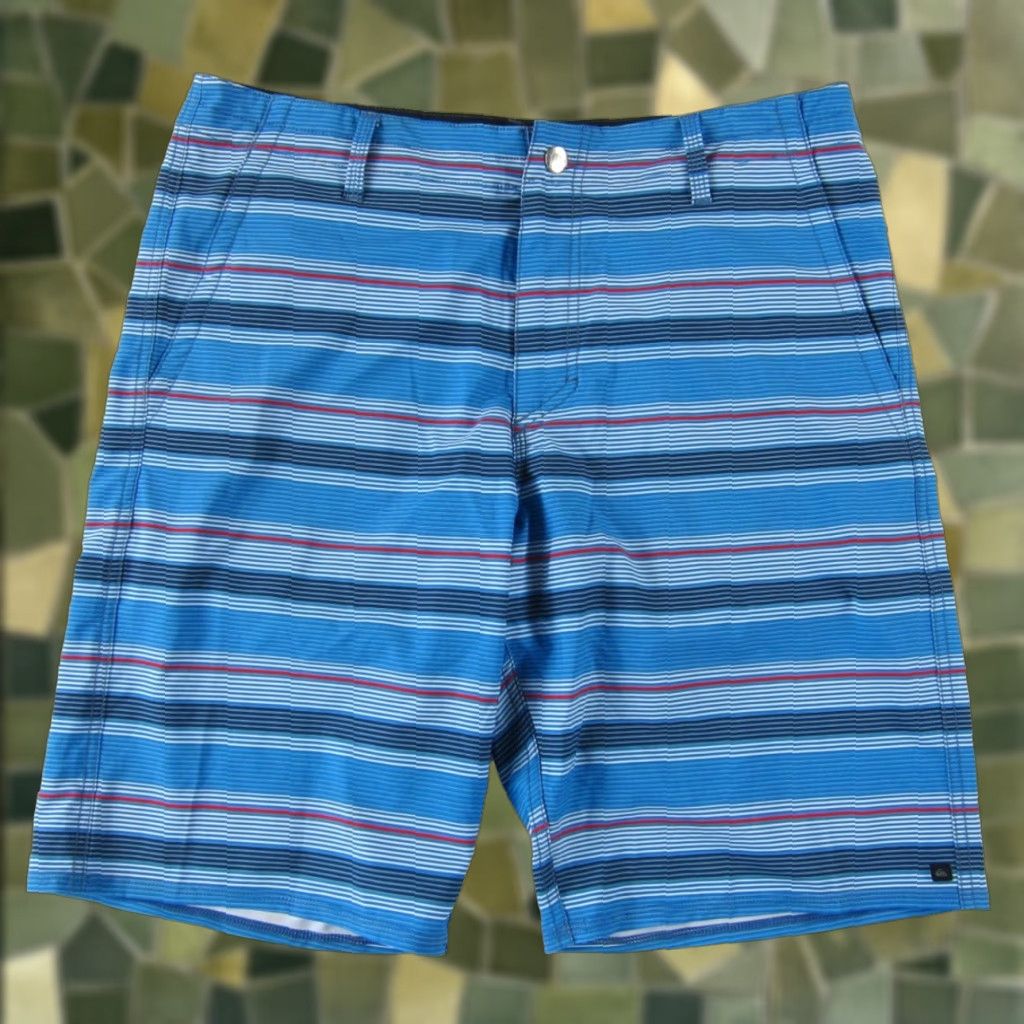 Quiksilver VINTAGE Quiksilver Amphibians Blue Red White Stripe Pocket Swim Surf Board Short 34 Size US 34 / EU 50 - 1 Thumbnail