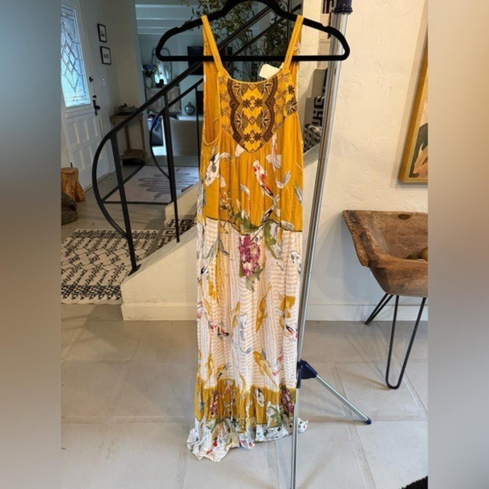 Anthropologie One September Anthro Koi Fish Embroidered Maxi Dress XS Size XS / US 0-2 / IT 36-38 - 5 Thumbnail