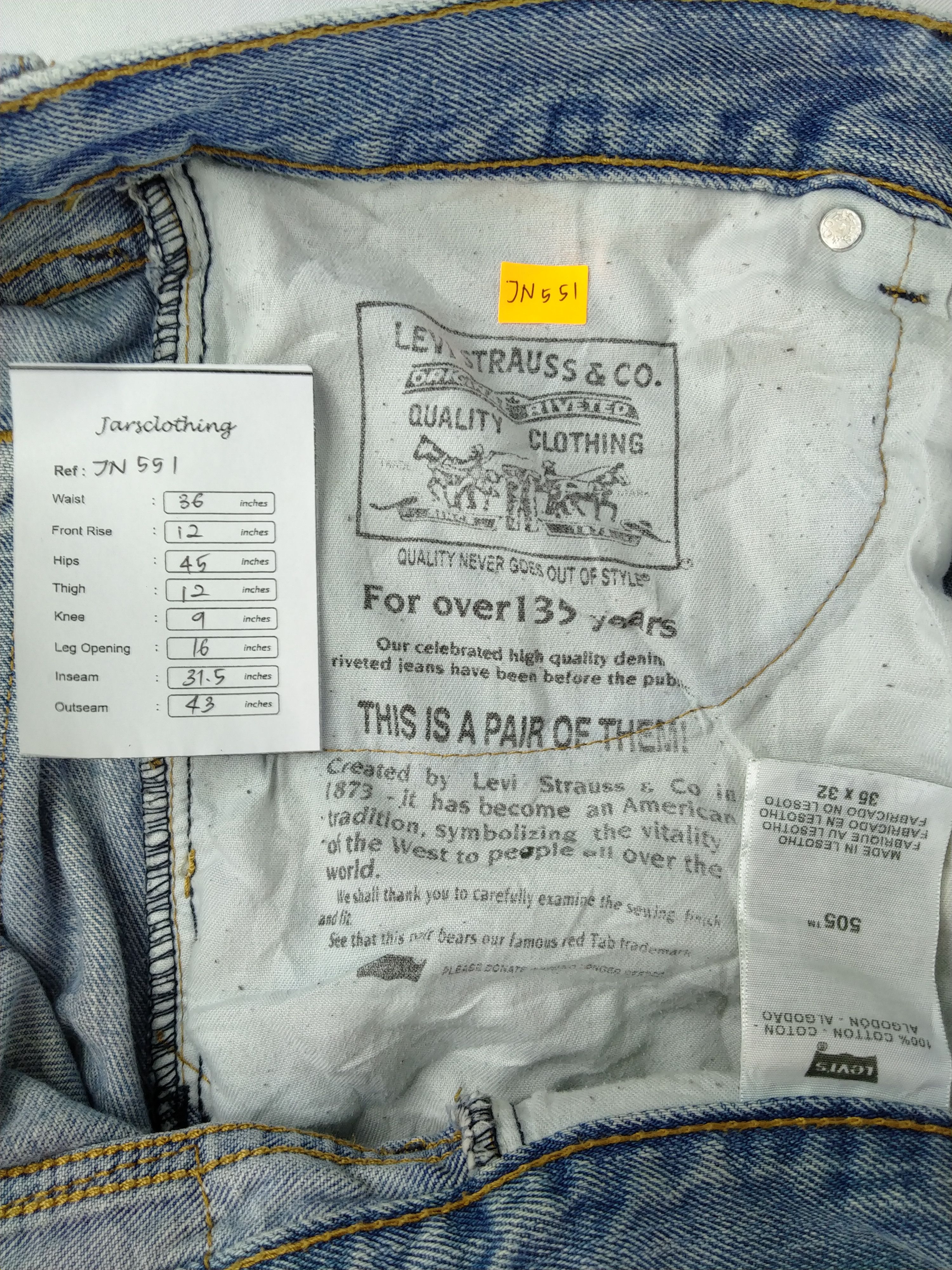 Levi's Pale Blue Vintage Levi's 505 Denim 36 x 31.5 -JN551 Size US 36 / EU 52 - 8 Thumbnail