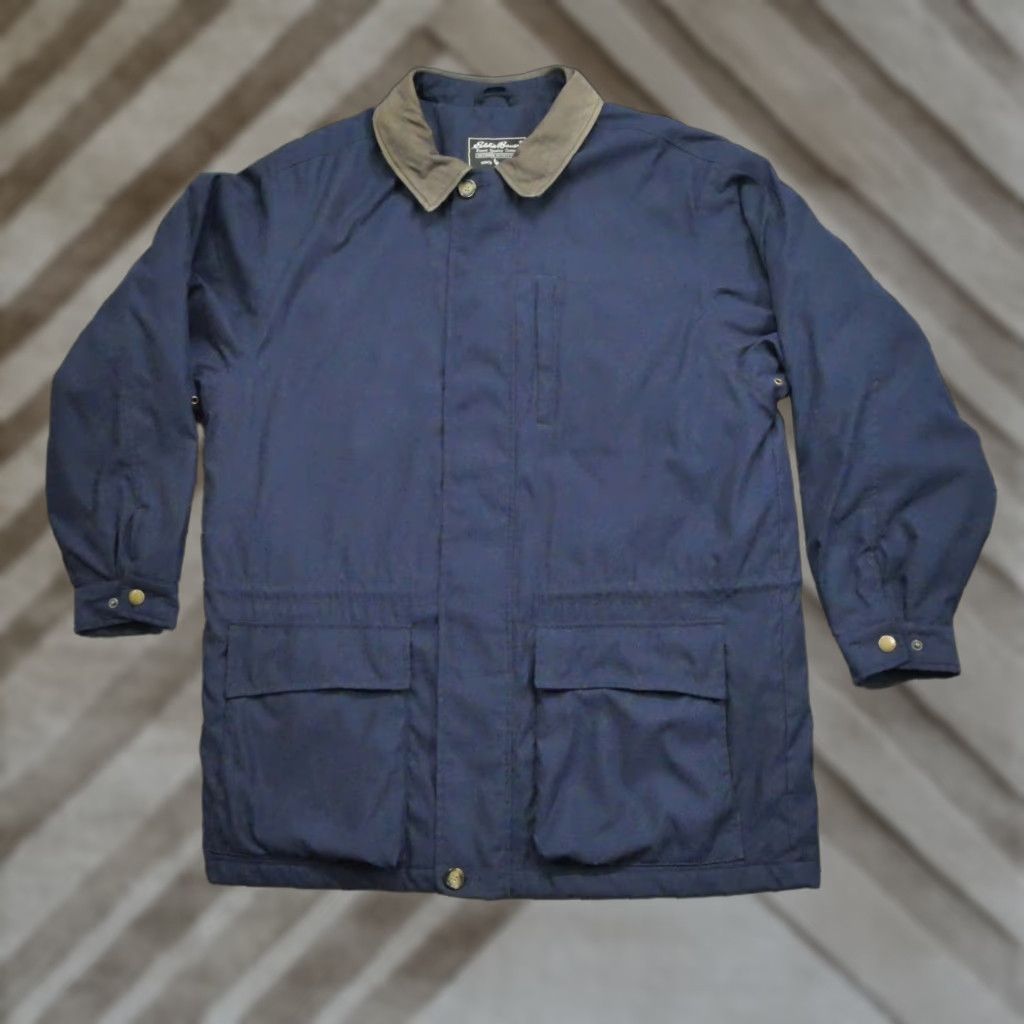 Eddie Bauer VINTAGE Eddie Bauer Jacket Mens L Blue Yellow Quilt Lined Chore Barn Coat Y2K Size US L / EU 52-54 / 3 - 1 Thumbnail