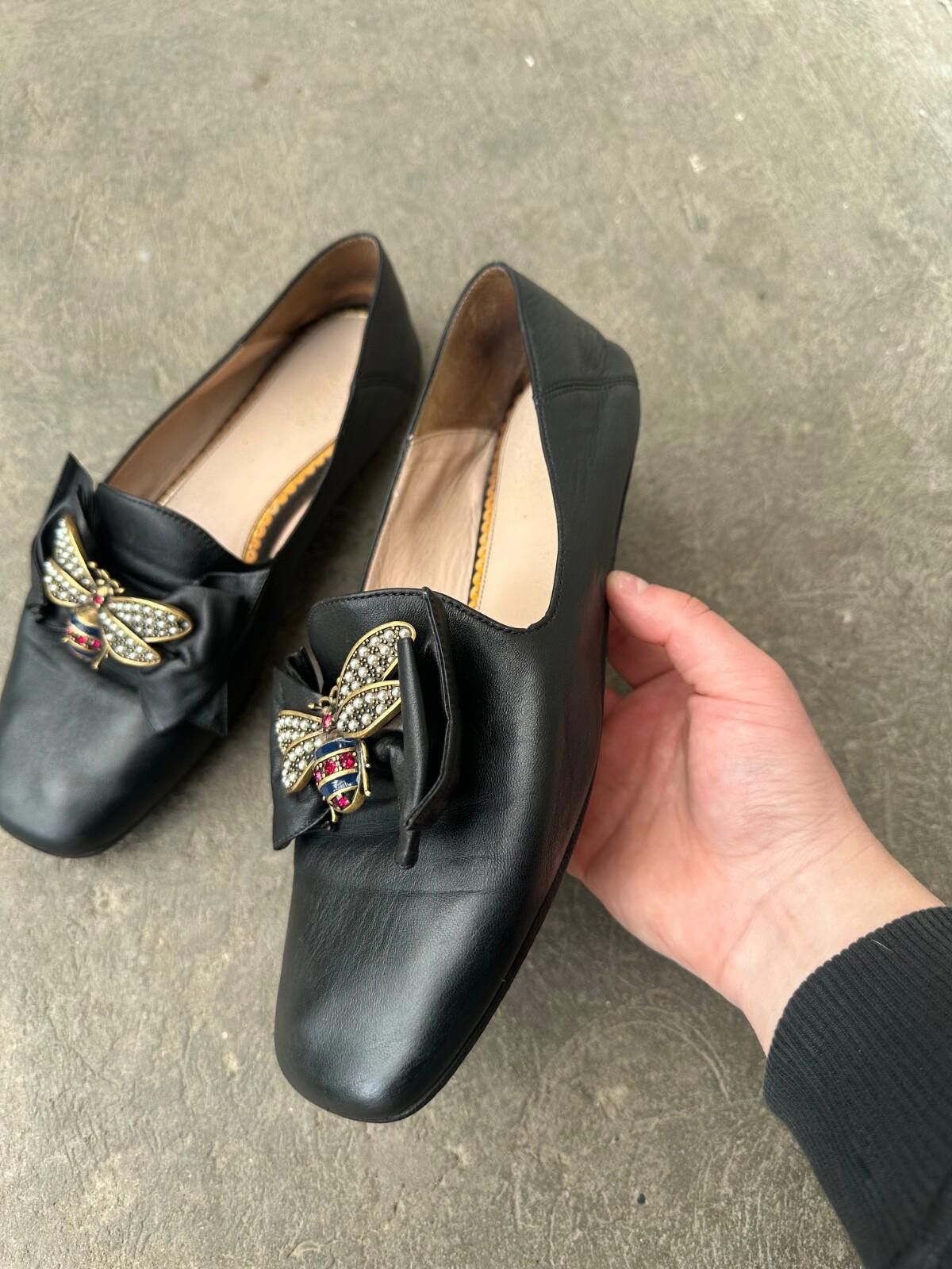 Gucci Gucci Black Queen Margaret Nappa Calfskin Leather Loafers 39 Size US 7.5 / IT 37.5 - 2 Thumbnail