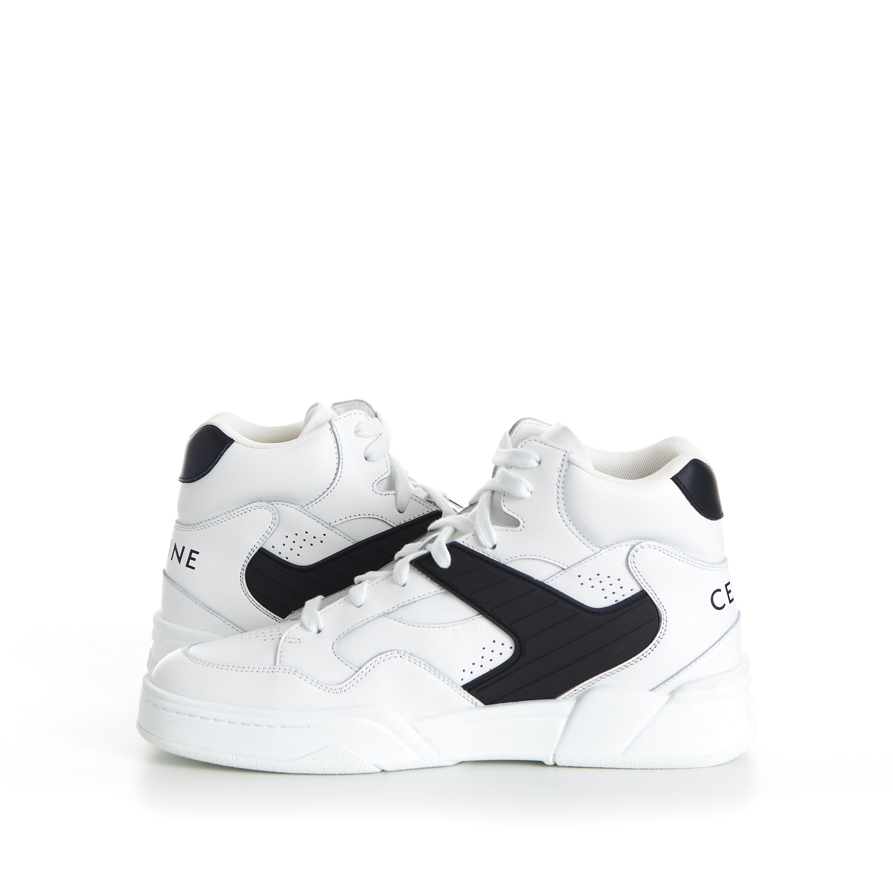 Celine Men's CT-06 High Top Sneaker - White/Black Calfskin Leather Size US 6 / EU 39 - 10 Thumbnail