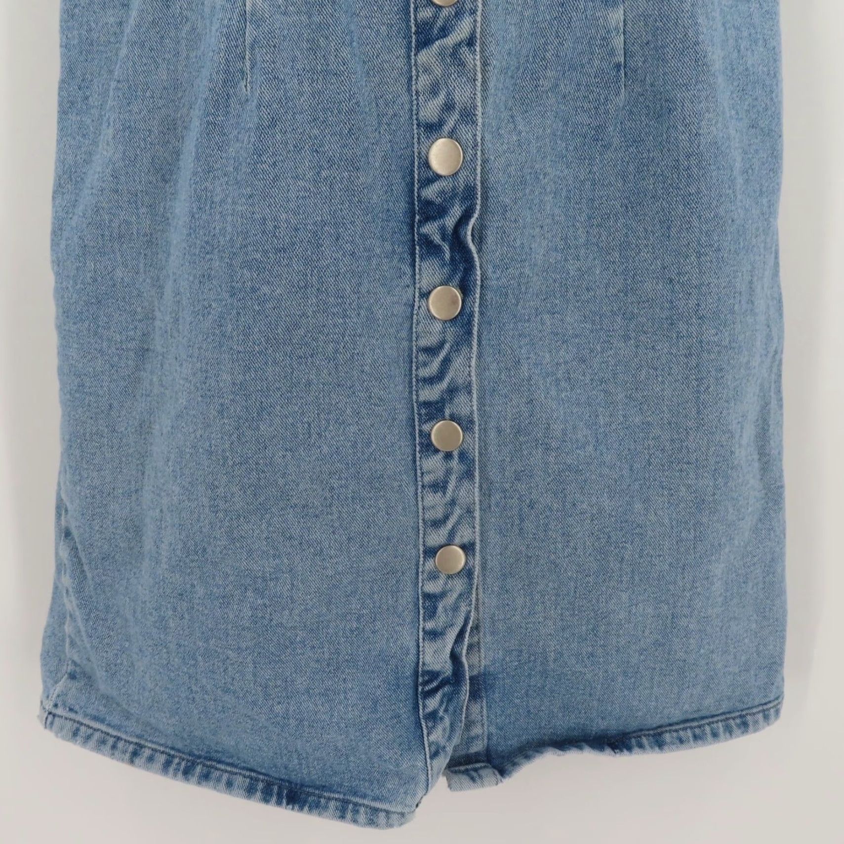 Vintage VINTAGE Newport News Jeansology Women 10 Collared Sleeveless Blue Denim Jean Snap Dress Dress Tank Size 32" / US 10 / IT 46 - 3 Thumbnail