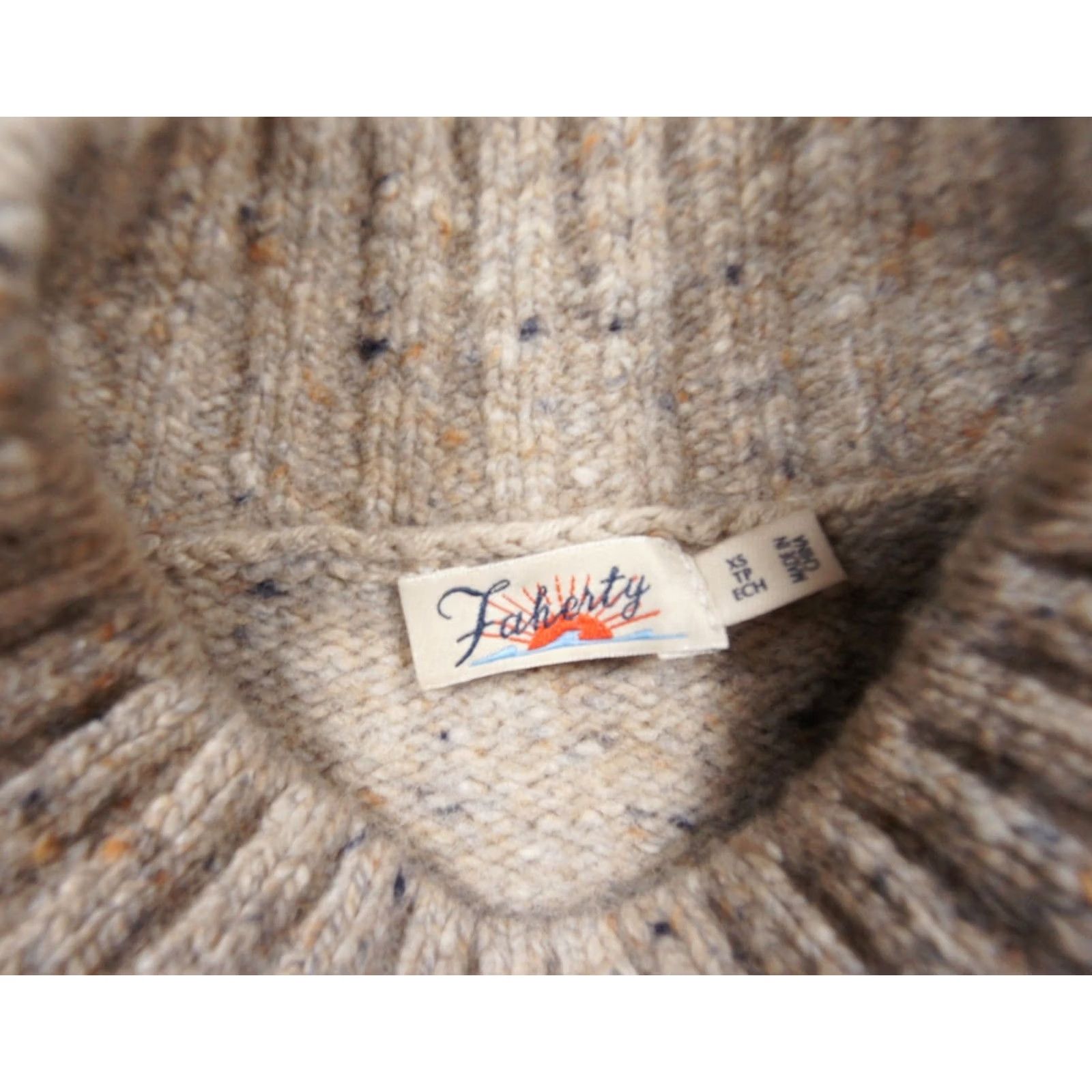 Faherty Faherty Sweater Womens XS Beige Knit Mock Neck Pullover Pullover Shoulder Ladies Knitwear Pullover Long Sleeve Casual Size XS / US 0-2 / IT 36-38 - 5 Thumbnail