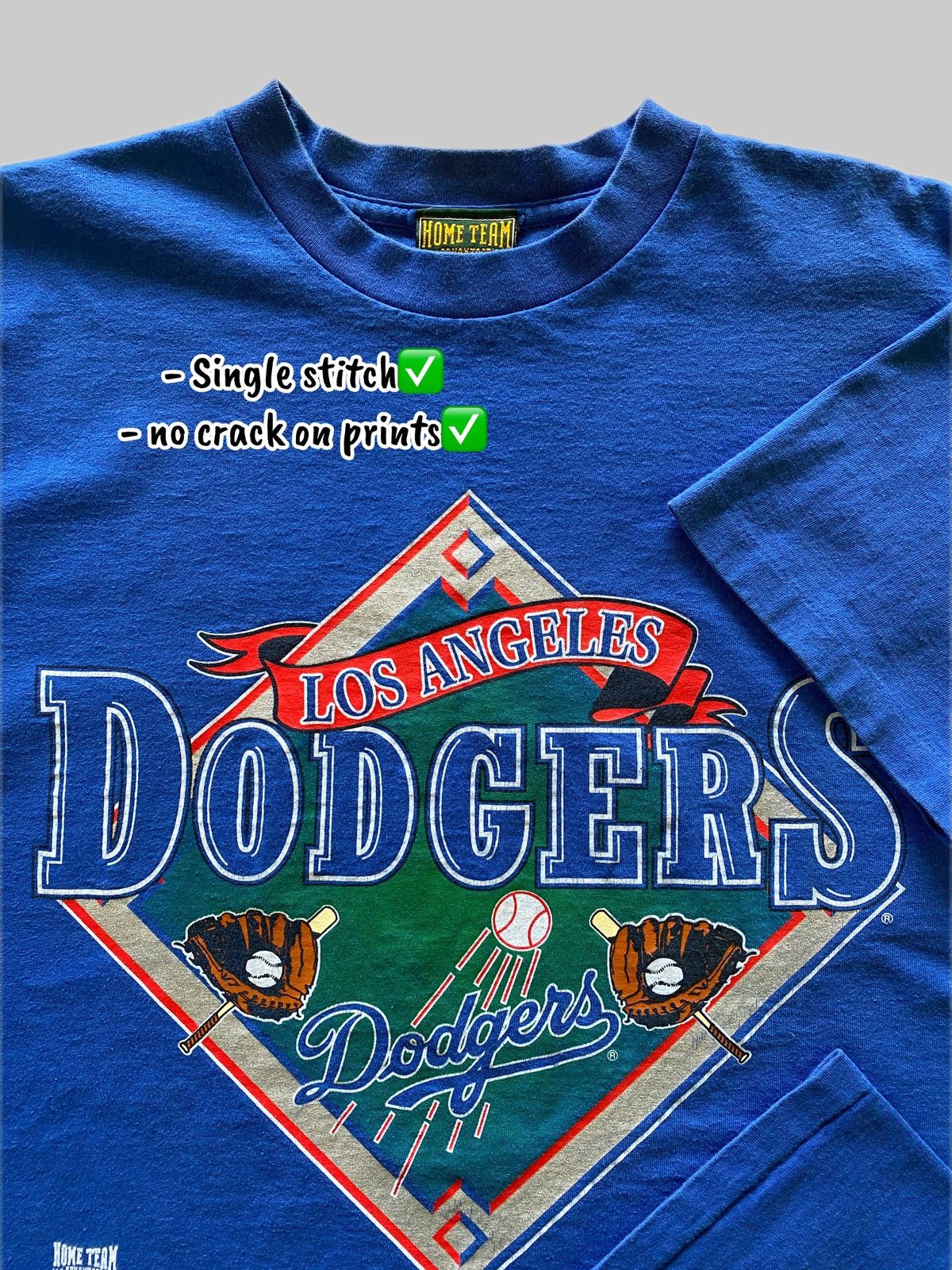 MLB × Vintage RARE 1990s LA DODGERS Single Stitch Tee Size US L / EU 52-54 / 3 - 3 Thumbnail