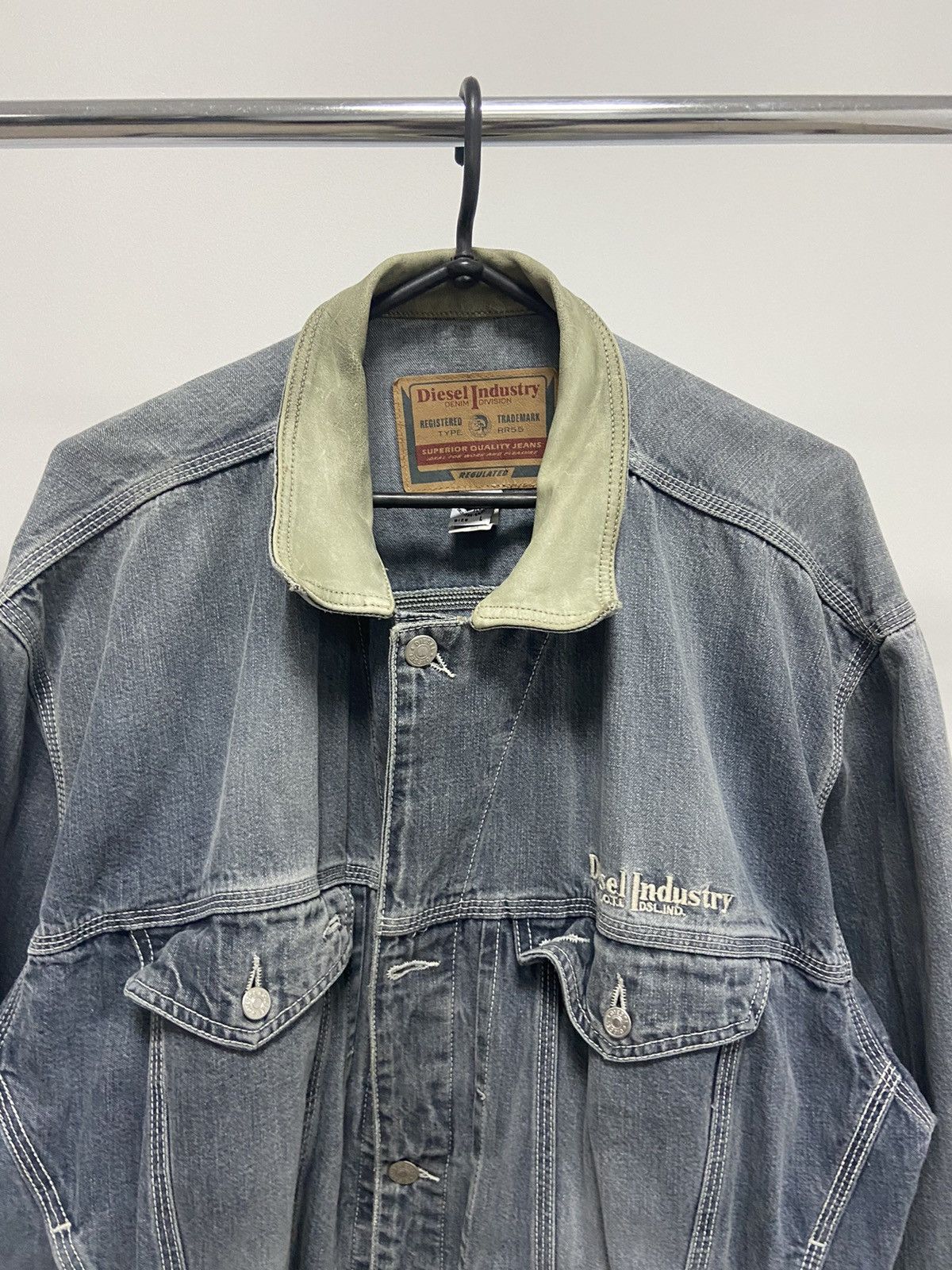 Diesel × Vintage Diesel Industry Vintage Denim Warm Jacket Leather Collar Size US L / EU 52-54 / 3 - 2 Thumbnail