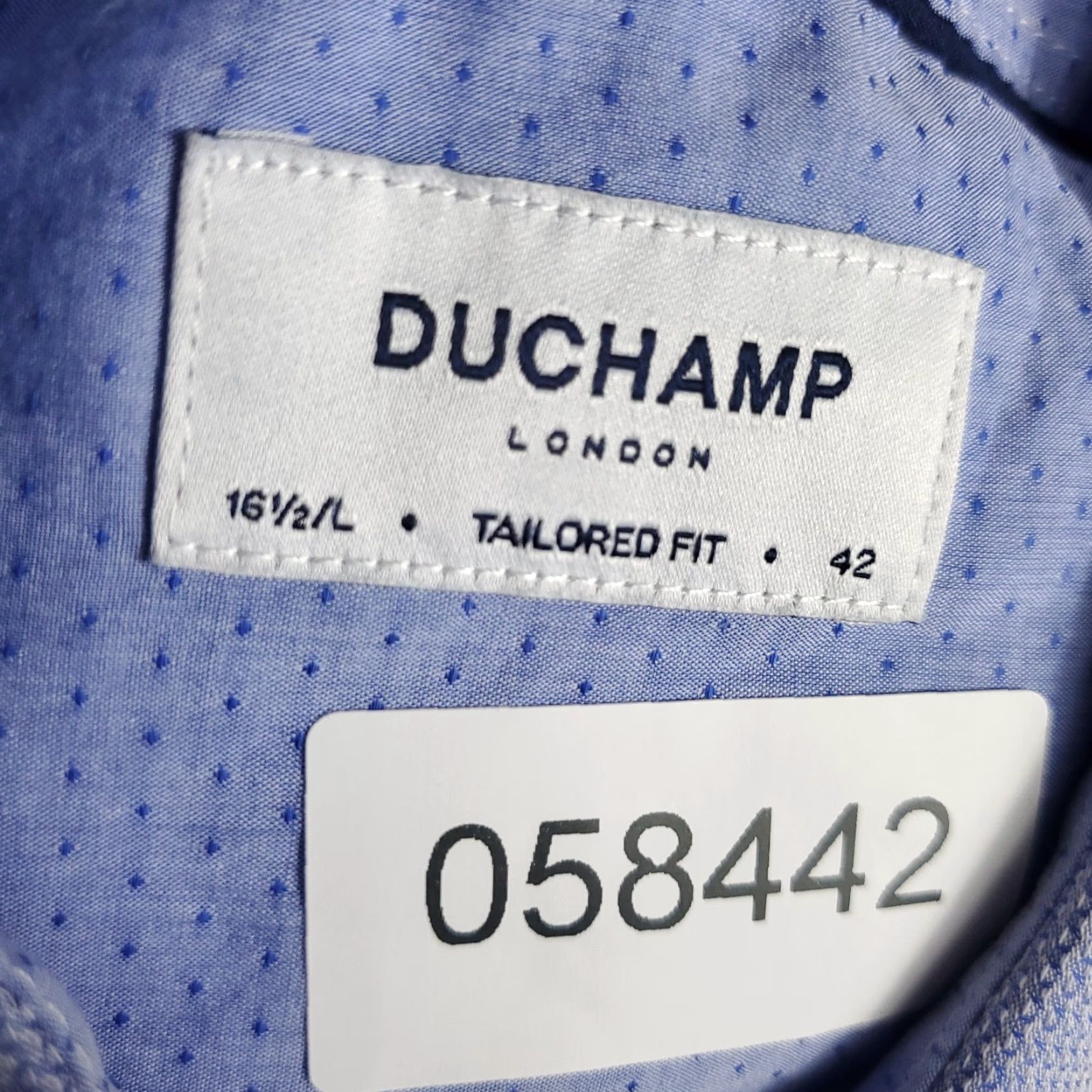 Vintage Duchamp Shirt Mens Size 16.5 Large Blue Dress Button Up Long Sleeve Size 42R - 7 Thumbnail
